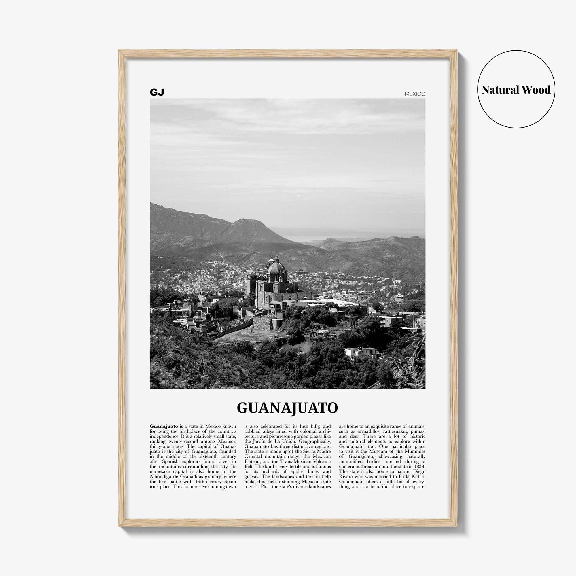 Guanajuato State Print Black and White, Guanajuato Wall Art, Guanajuato Poster, Guanajuato Photo, Guanajuato Wall Décor, Guanajuato Map