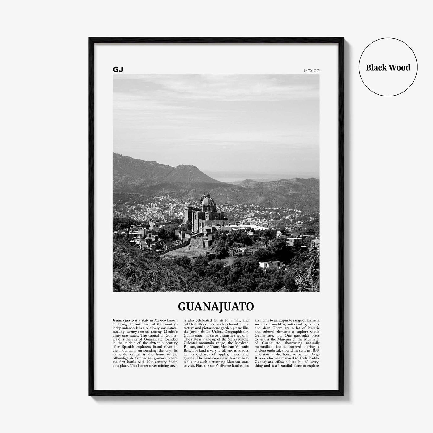 Guanajuato State Print Black and White, Guanajuato Wall Art, Guanajuato Poster, Guanajuato Photo, Guanajuato Wall Décor, Guanajuato Map