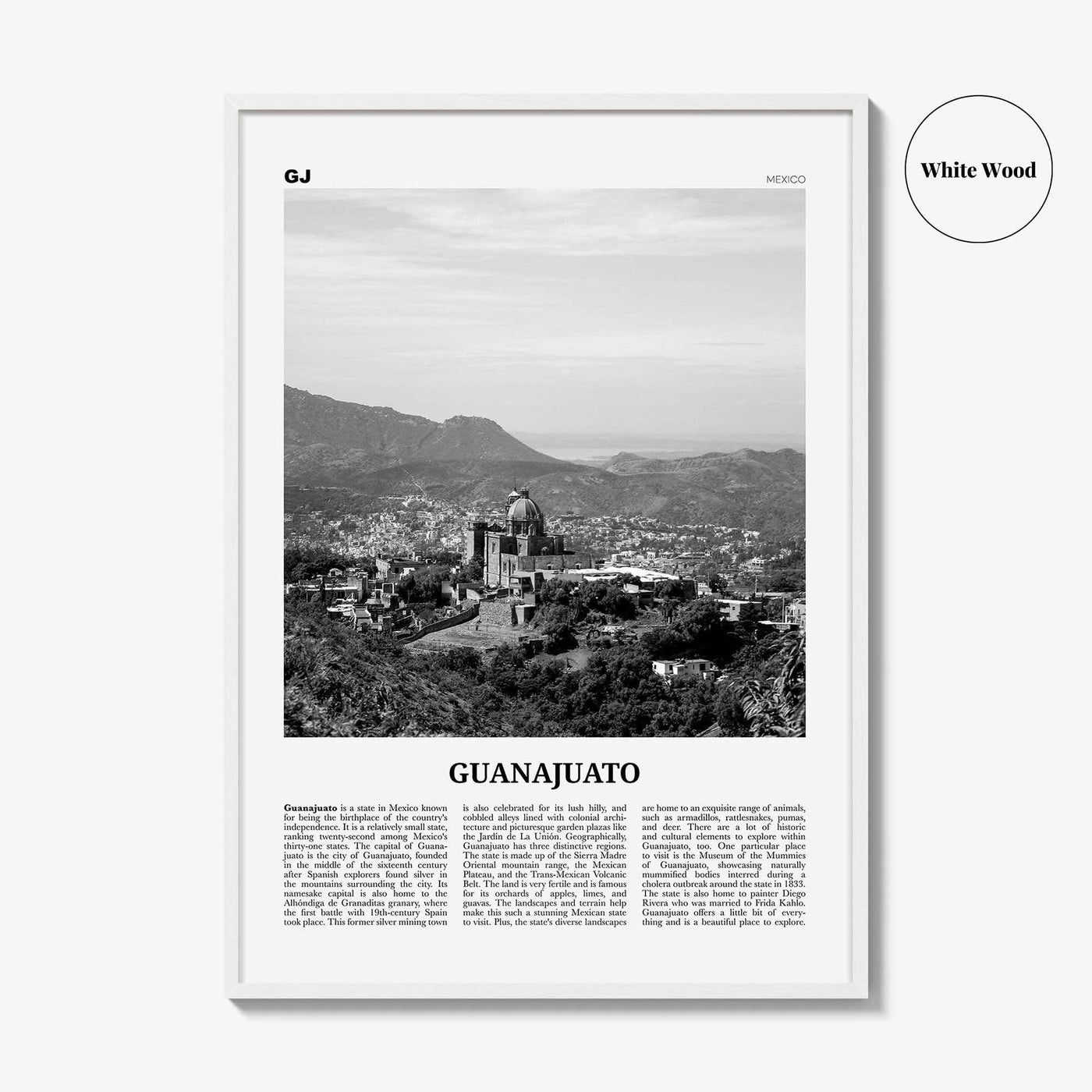 Guanajuato State Print Black and White, Guanajuato Wall Art, Guanajuato Poster, Guanajuato Photo, Guanajuato Wall Décor, Guanajuato Map
