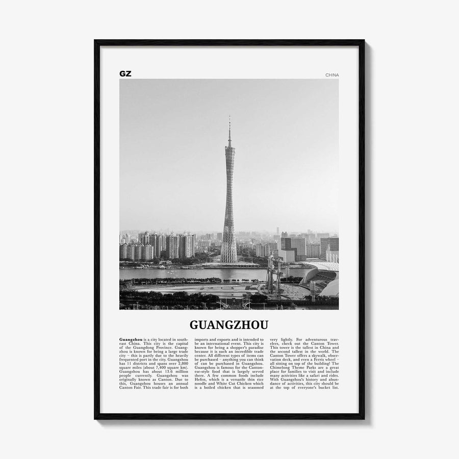 Guangzhou Print Black and White, Guangzhou Wall Art, Guangzhou Poster, Guangzhou Photo, Guangzhou Décor, China, Guangdong, 广州市, Kwangchow