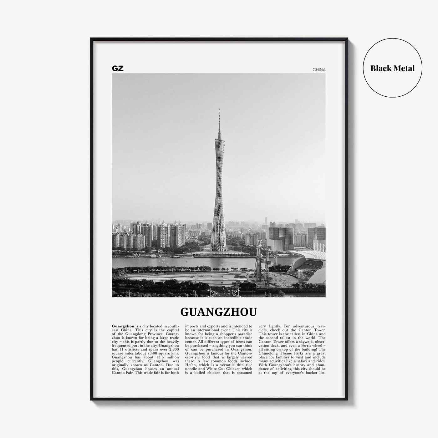 Guangzhou Print Black and White, Guangzhou Wall Art, Guangzhou Poster, Guangzhou Photo, Guangzhou Décor, China, Guangdong, 广州市, Kwangchow