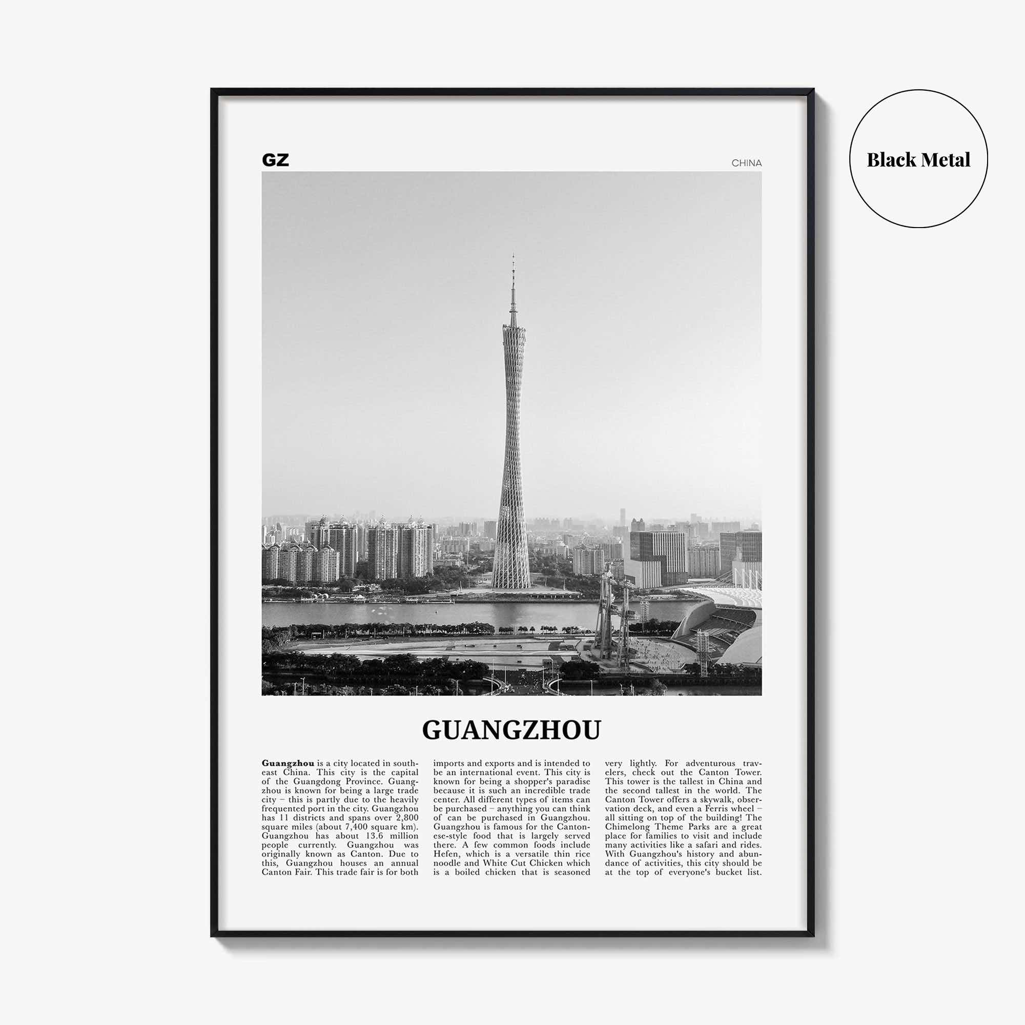 Guangzhou Print Black and White, Guangzhou Wall Art, Guangzhou Poster, Guangzhou Photo, Guangzhou Décor, China, Guangdong, 广州市, Kwangchow