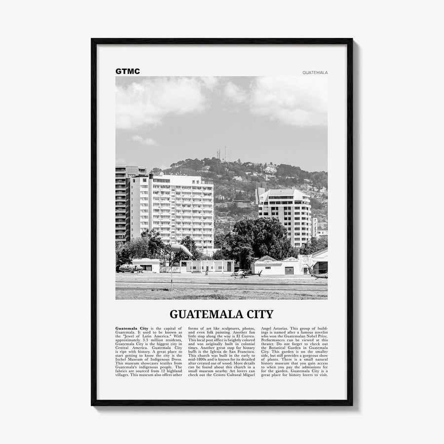 Guatemala City Print Black and White, Guatemala City Wall Art, Guatemala City Poster, Guatemala City Photo, Guatemala City Wall Décor