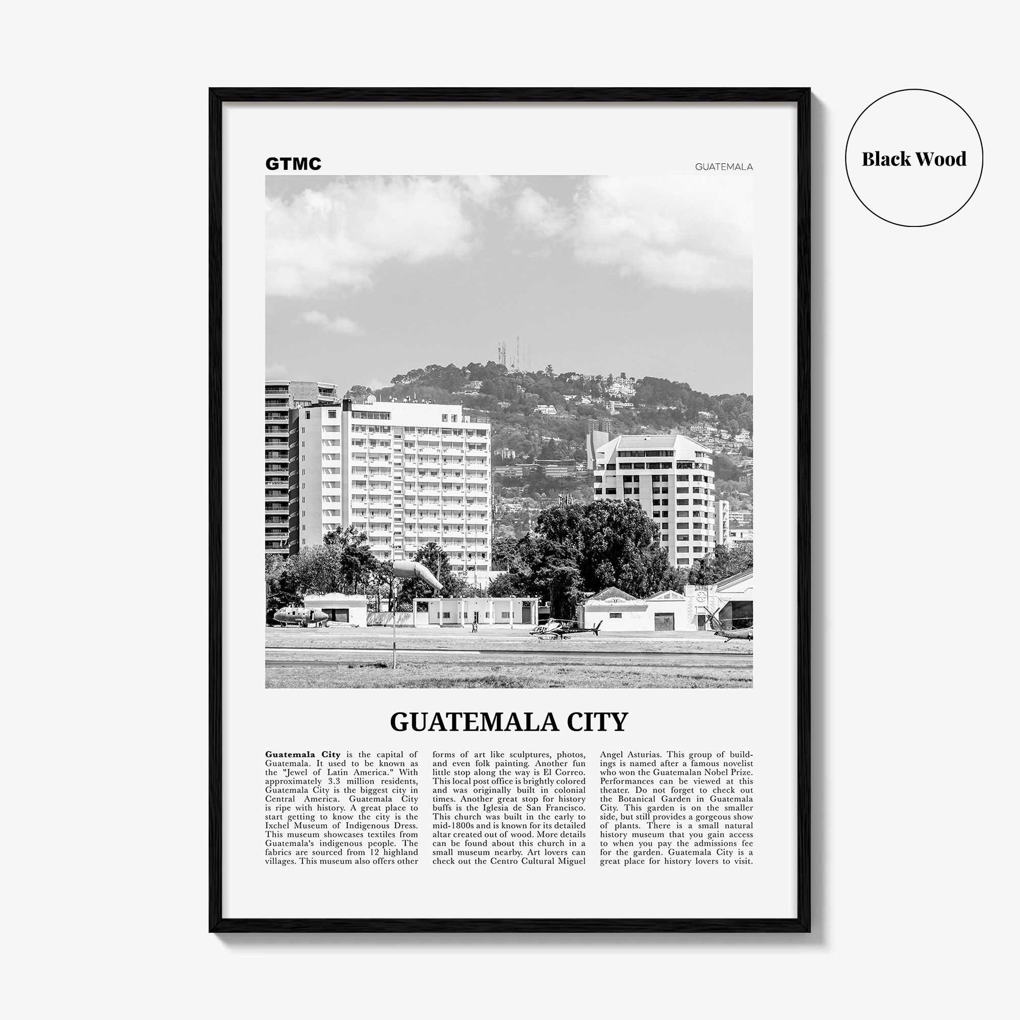 Guatemala City Print Black and White, Guatemala City Wall Art, Guatemala City Poster, Guatemala City Photo, Guatemala City Wall Décor