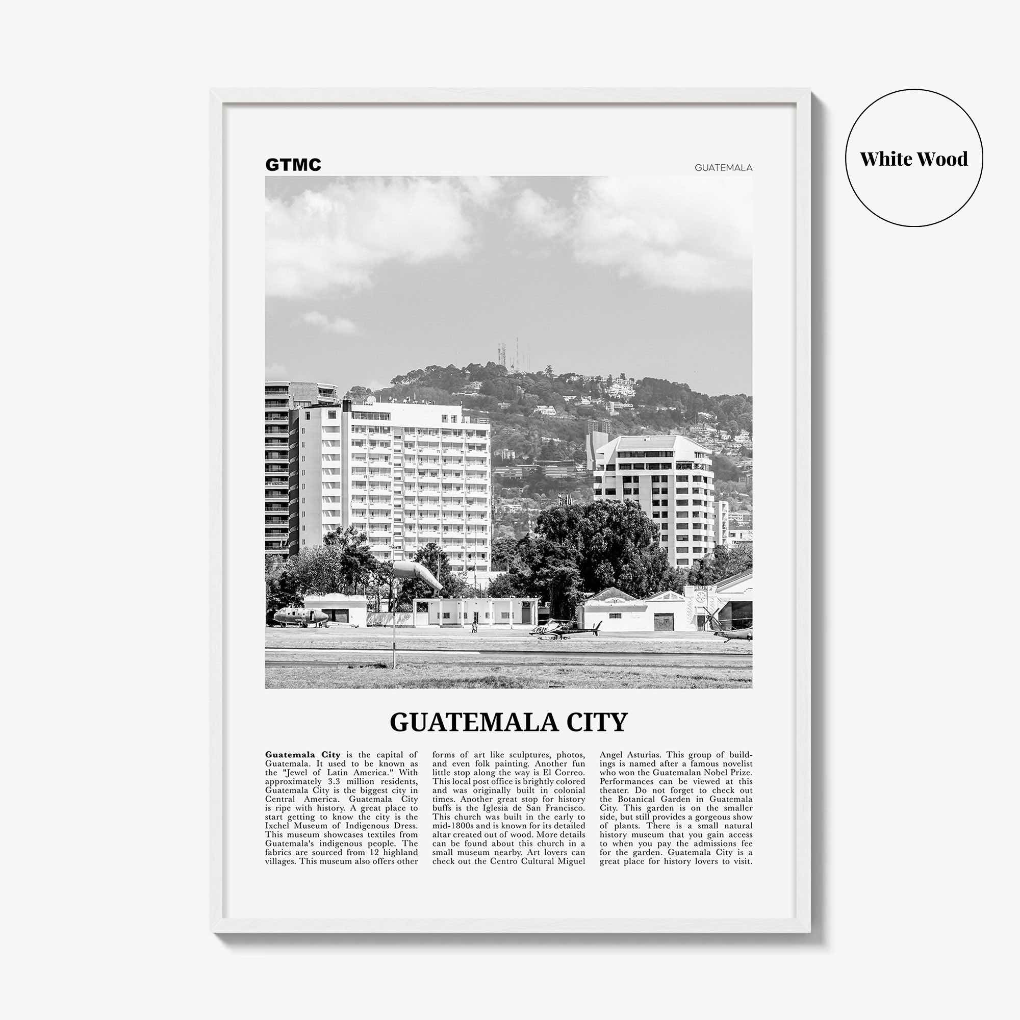 Guatemala City Print Black and White, Guatemala City Wall Art, Guatemala City Poster, Guatemala City Photo, Guatemala City Wall Décor