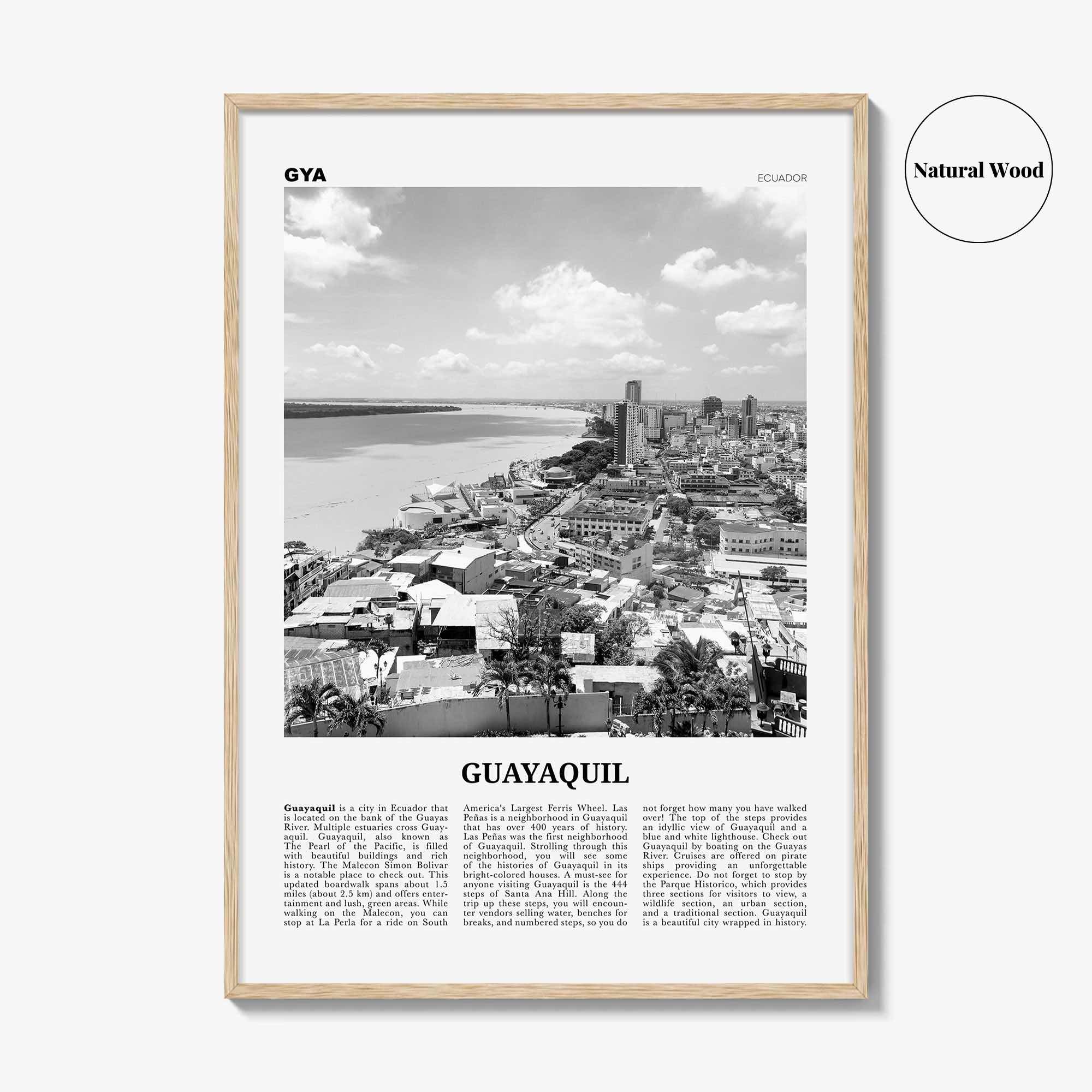 Guayaquil Print Black and White, Guayaquil Wall Art, Guayaquil Poster, Guayaquil Photo, Santiago de Guayaquil Wall Decor, Ecuador, Guayas