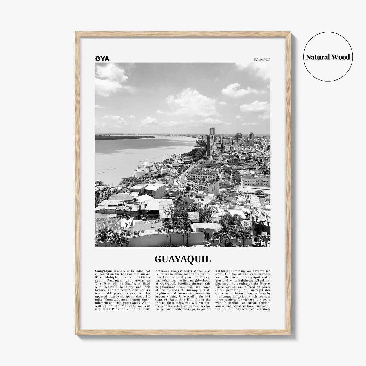 Guayaquil Print Black and White, Guayaquil Wall Art, Guayaquil Poster, Guayaquil Photo, Santiago de Guayaquil Wall Decor, Ecuador, Guayas