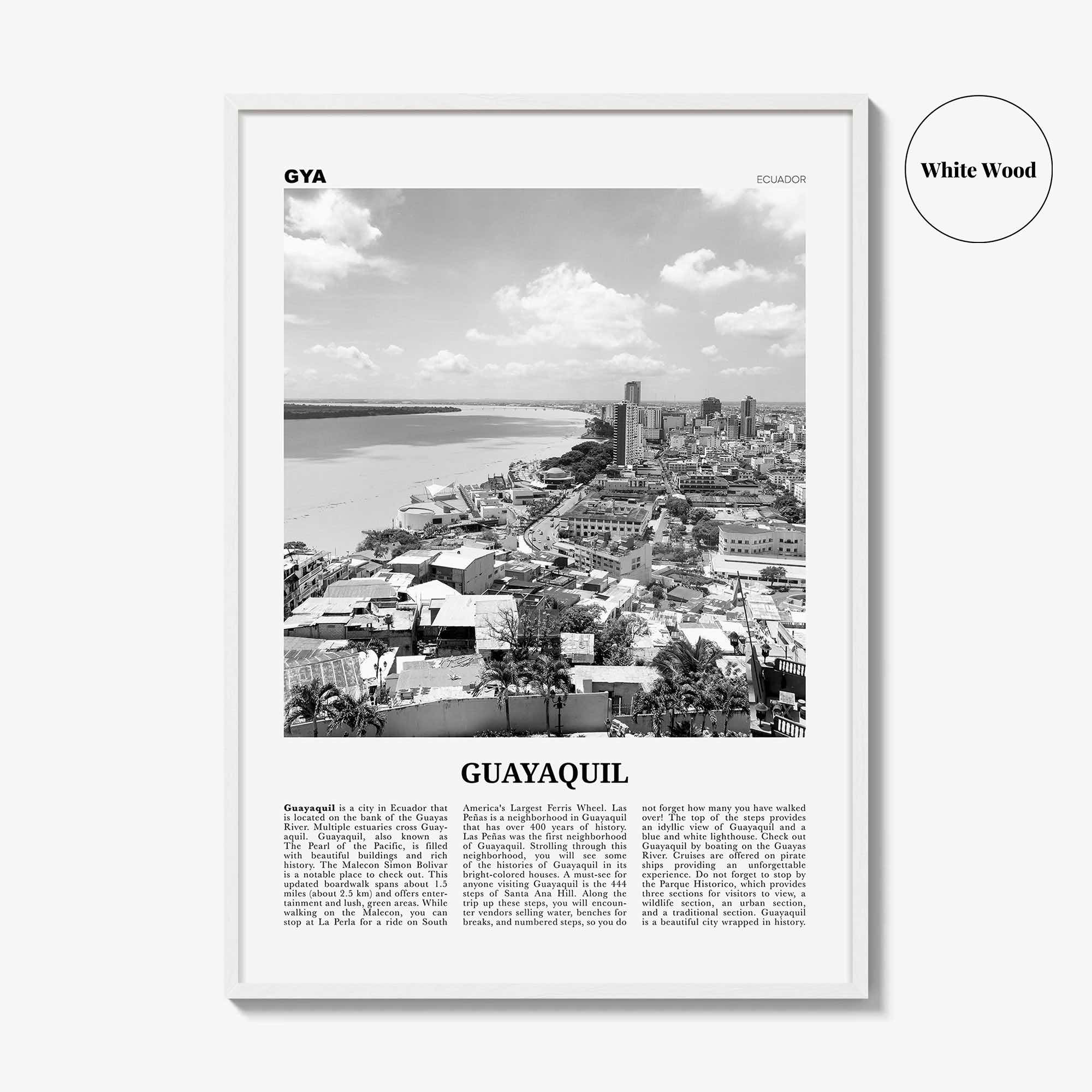 Guayaquil Print Black and White, Guayaquil Wall Art, Guayaquil Poster, Guayaquil Photo, Santiago de Guayaquil Wall Decor, Ecuador, Guayas