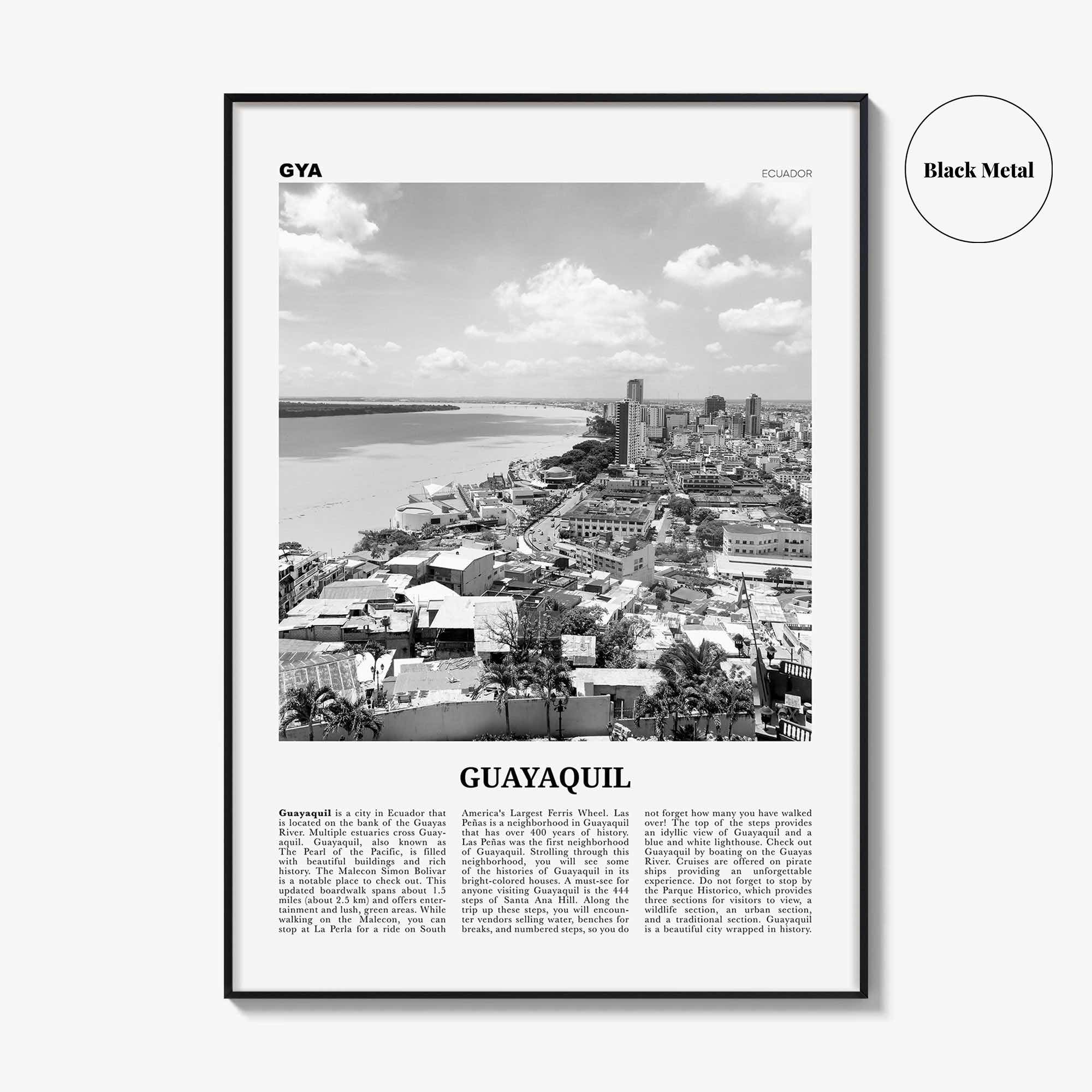 Guayaquil Print Black and White, Guayaquil Wall Art, Guayaquil Poster, Guayaquil Photo, Santiago de Guayaquil Wall Decor, Ecuador, Guayas