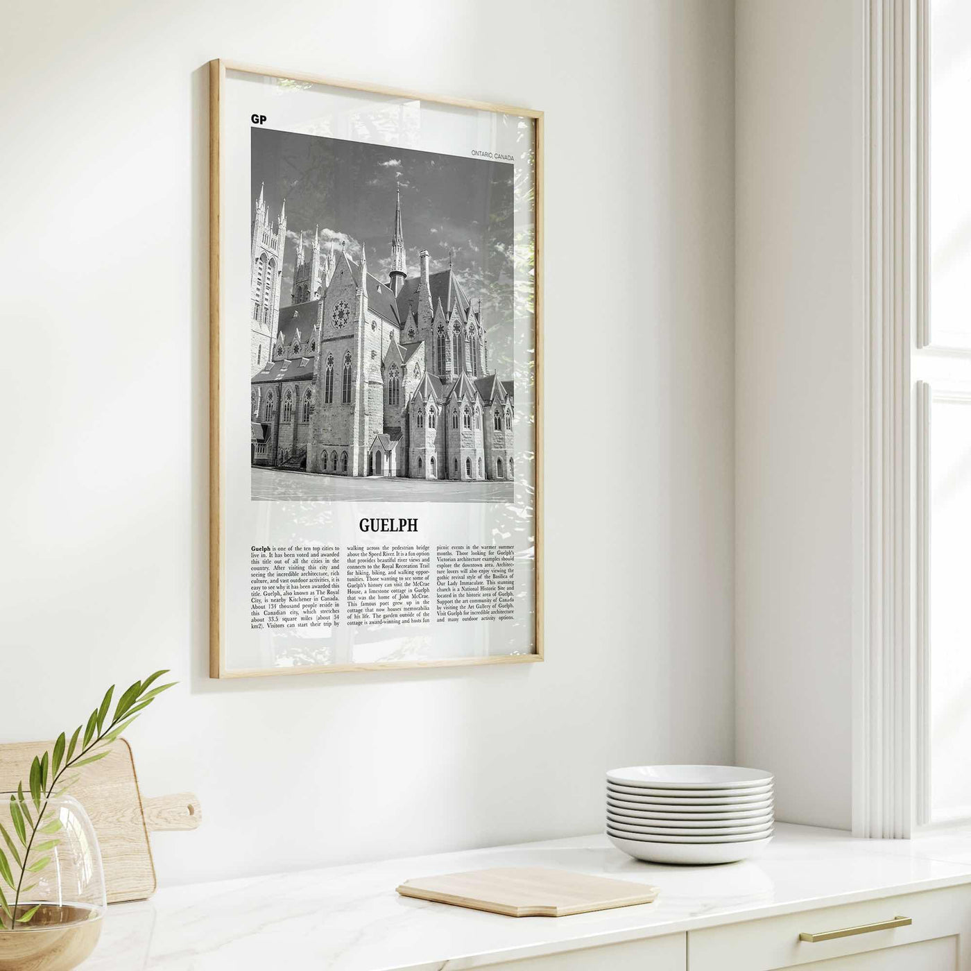 Guelph Print Black and White, Guelph Wall Art, Guelph Poster, Guelph Photo, Guelph Wall Décor, Guelph Map, Ontario, Canada