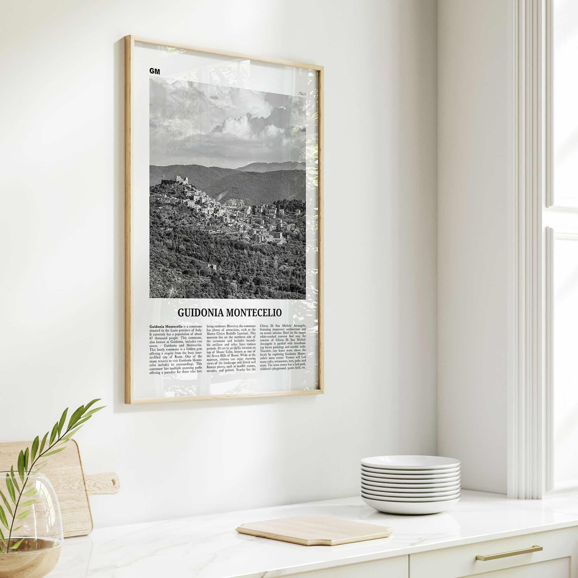 Guidonia Montecelio Print Black and White, Guidonia Montecelio Wall Art, Guidonia Montecelio Poster, Guidonia Montecelio Photo, Décor, Map