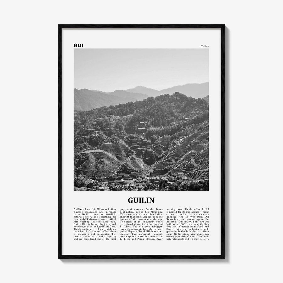 Guilin Print Black and White, Guilin Wall Art, Guilin Poster, Guilin Photo, Guilin Wall Décor, 桂林市, Gveilinz Si, Kweilin, China