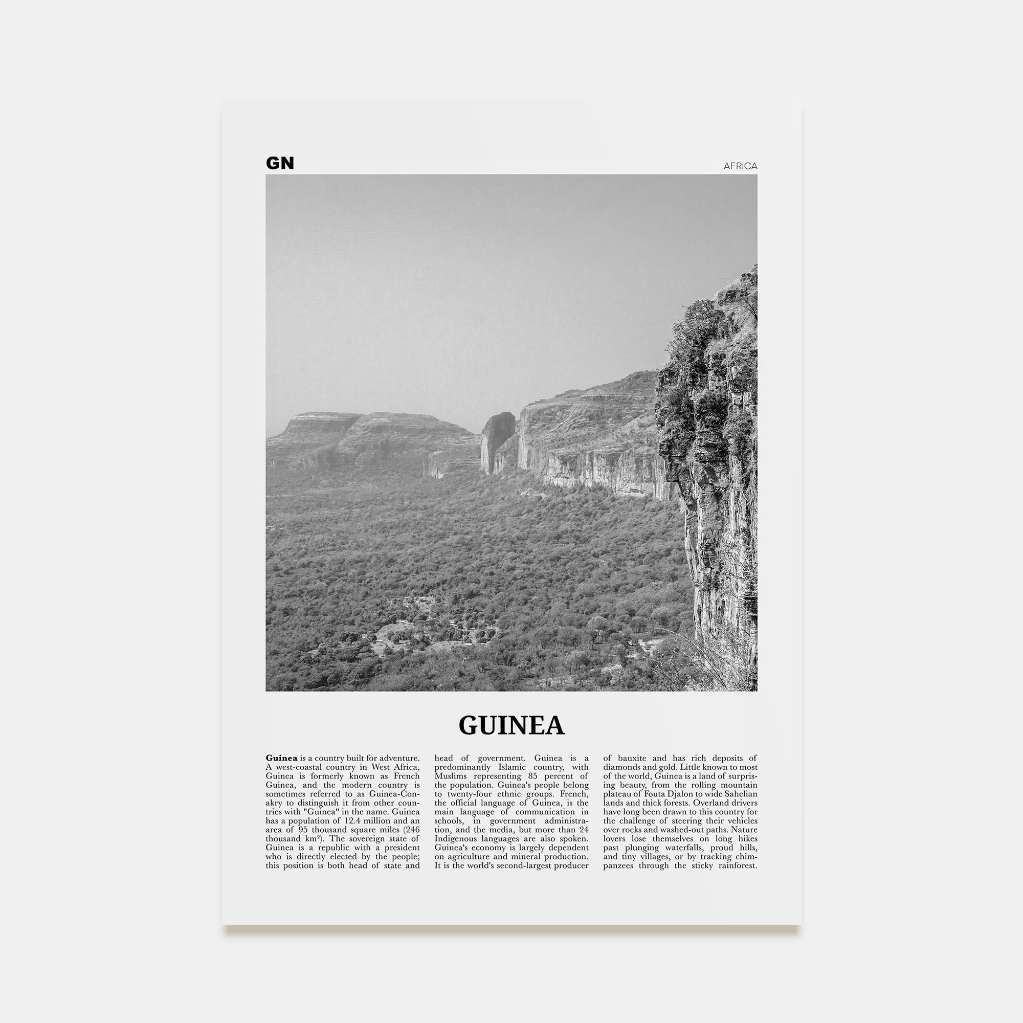 Guinea Travel B&W Poster