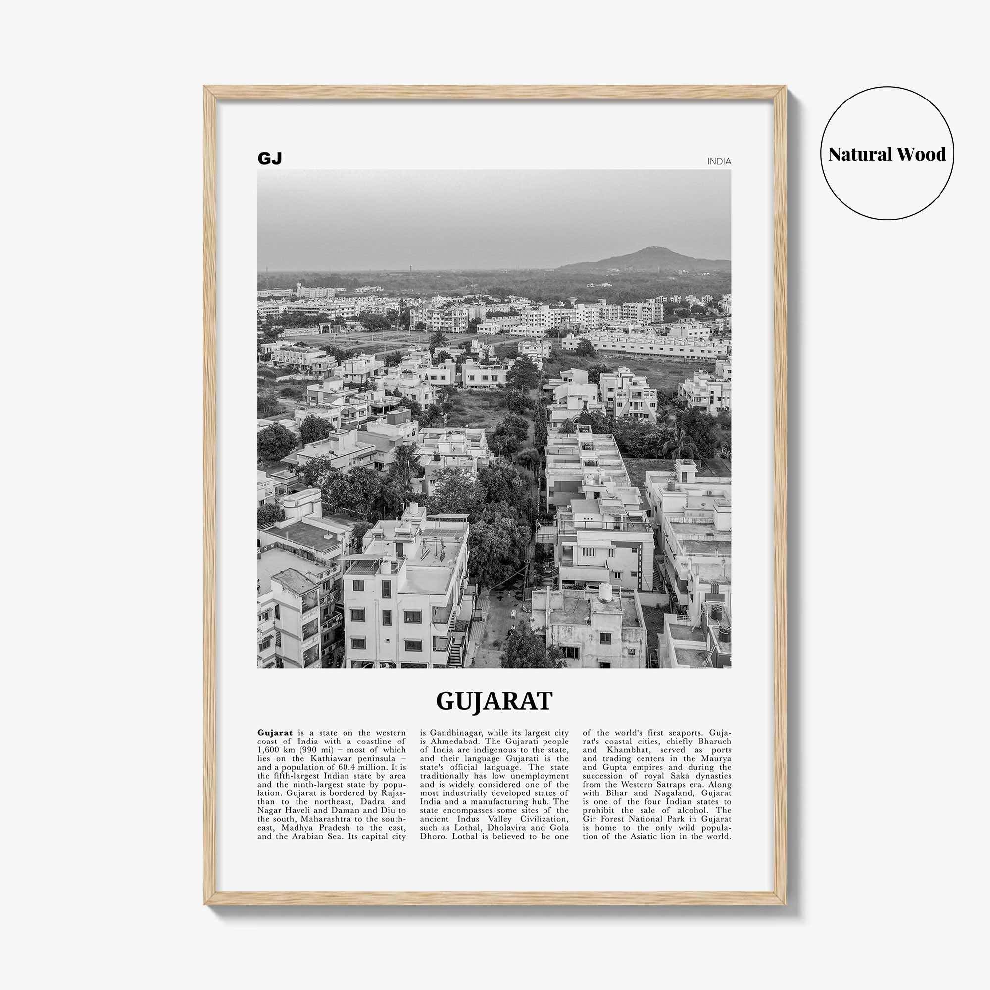 Gujarat Print Black and White, Gujarat Wall Art, Gujarat Poster, Gujarat Photo, Gujarat Wall Décor, India, Gandhinagar, Ahmedabad