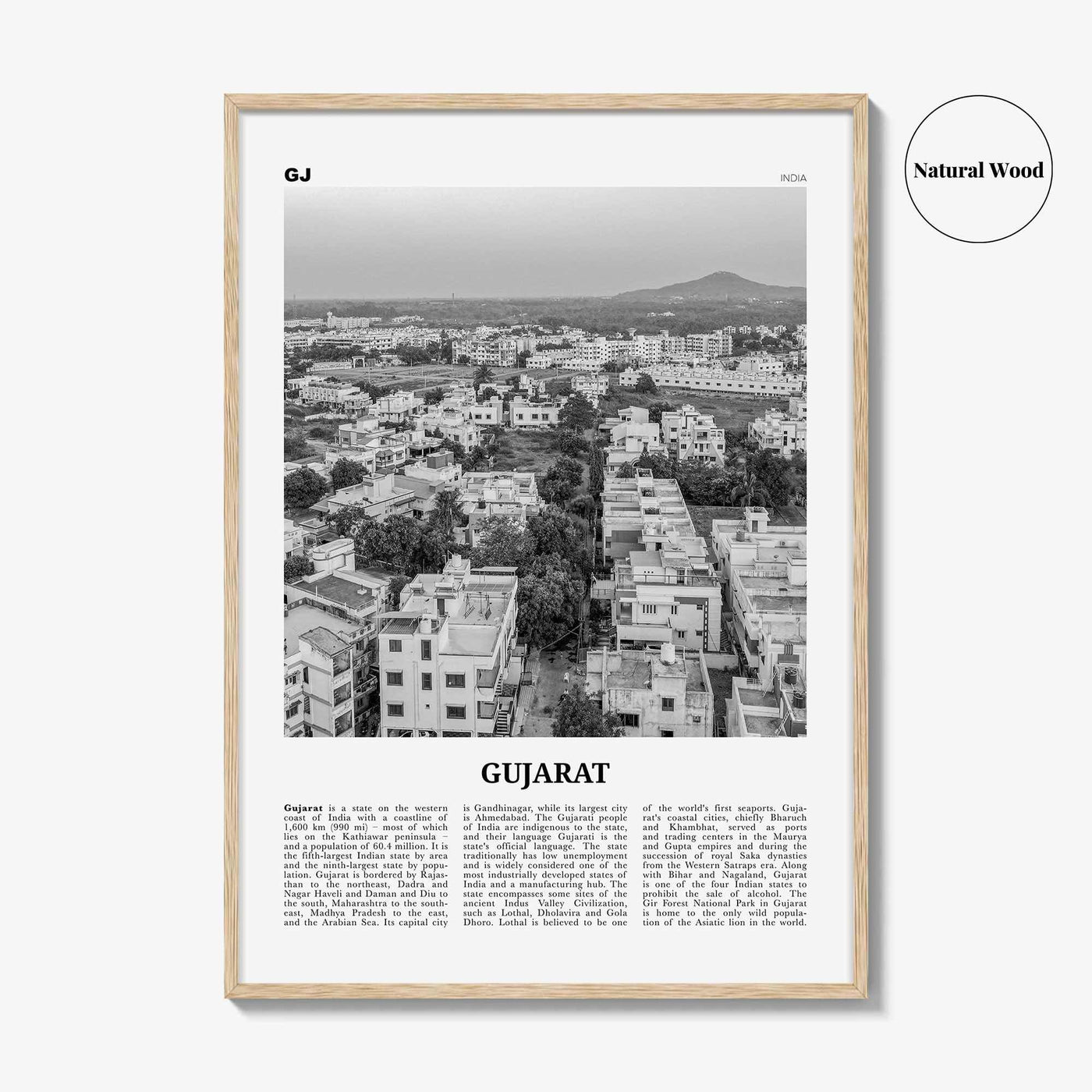 Gujarat Print Black and White, Gujarat Wall Art, Gujarat Poster, Gujarat Photo, Gujarat Wall Décor, India, Gandhinagar, Ahmedabad