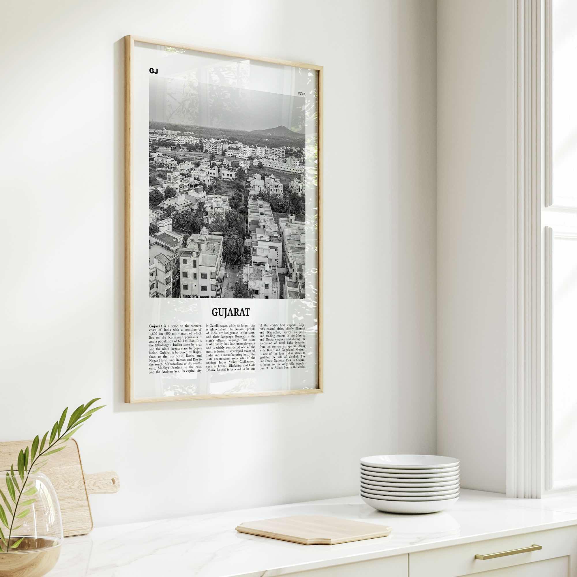Gujarat Print Black and White, Gujarat Wall Art, Gujarat Poster, Gujarat Photo, Gujarat Wall Décor, India, Gandhinagar, Ahmedabad