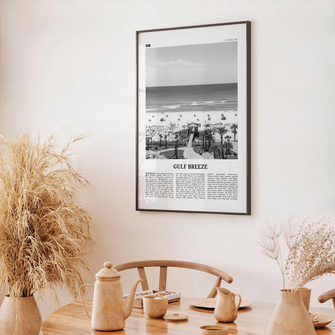 Gulf Breeze Print Black and White, Gulf Breeze Wall Art, Gulf Breeze Poster, Gulf Breeze Photo, Gulf Breeze Map, Gulf Breeze Decor, Florida