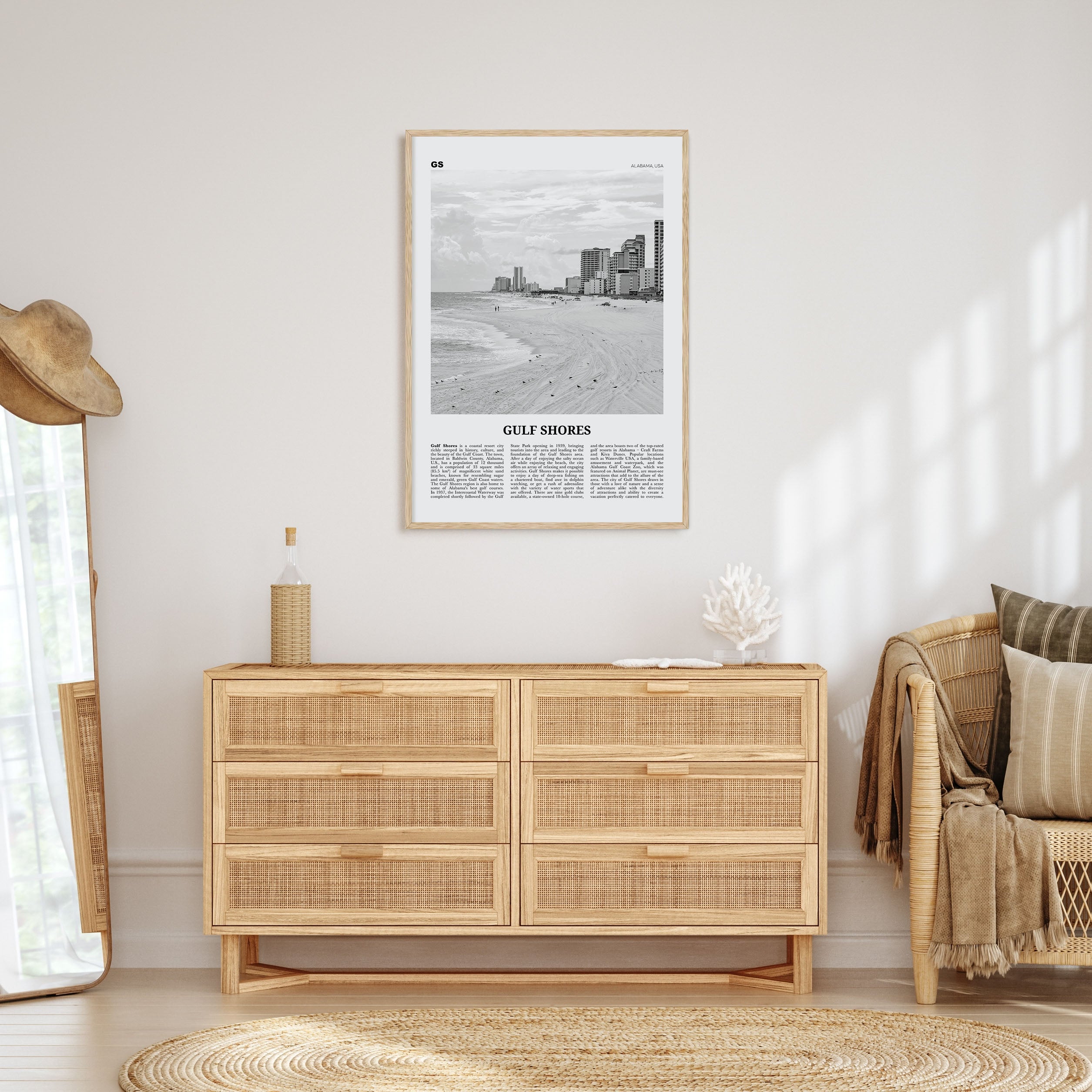 Gulf Shores Travel B&W Poster