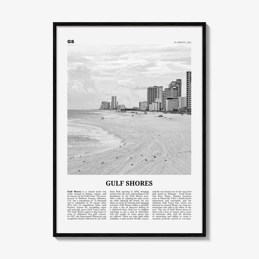 Gulf Shores Print Black and White, Gulf Shores Wall Art, Gulf Shores Poster, Gulf Shores Photo, Gulf Shores Wall Décor, Alabama, USA