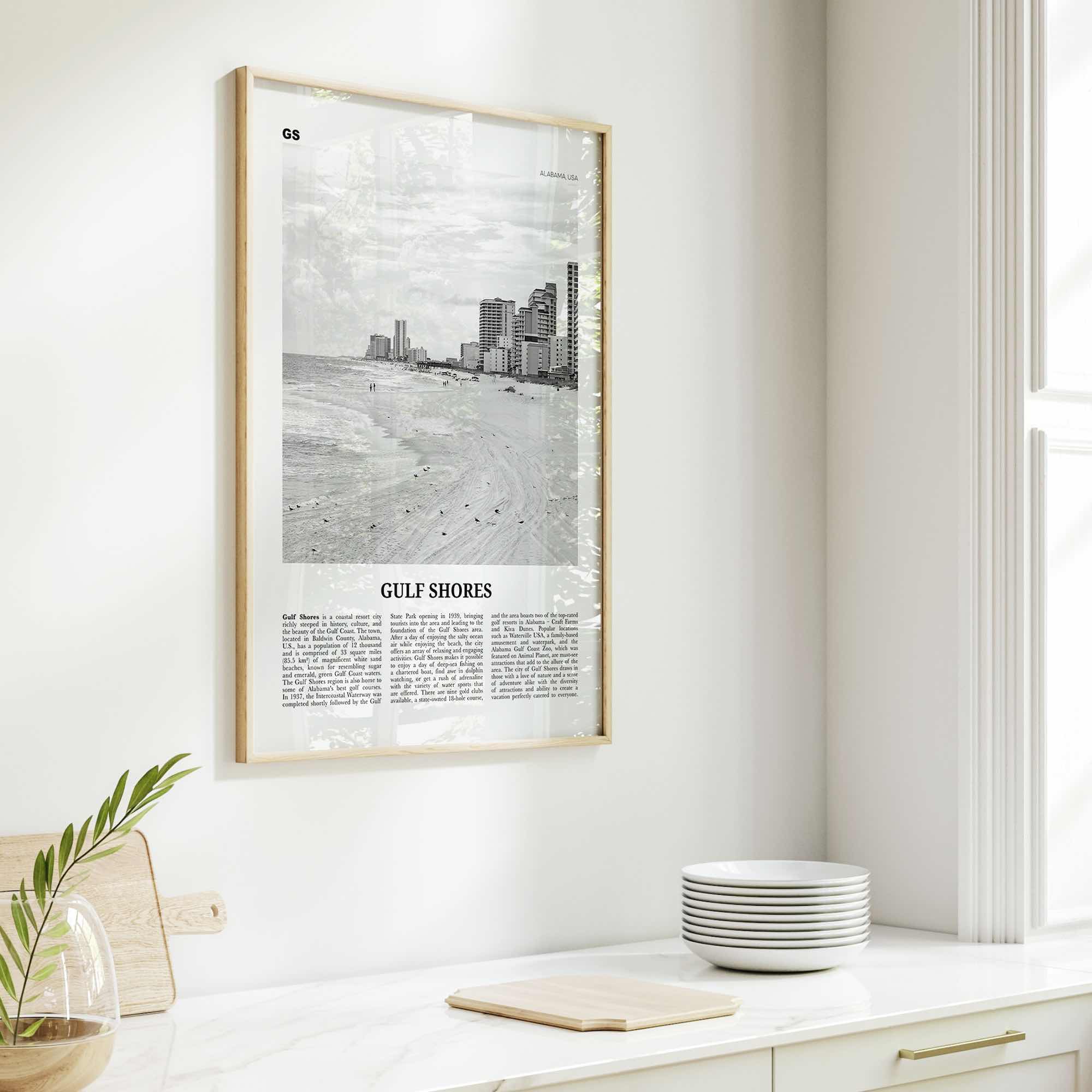 Gulf Shores Print Black and White, Gulf Shores Wall Art, Gulf Shores Poster, Gulf Shores Photo, Gulf Shores Wall Décor, Alabama, USA