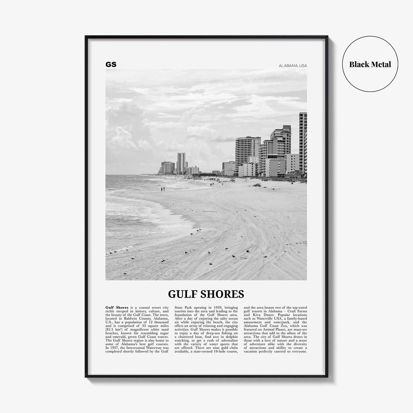 Gulf Shores Print Black and White, Gulf Shores Wall Art, Gulf Shores Poster, Gulf Shores Photo, Gulf Shores Wall Décor, Alabama, USA
