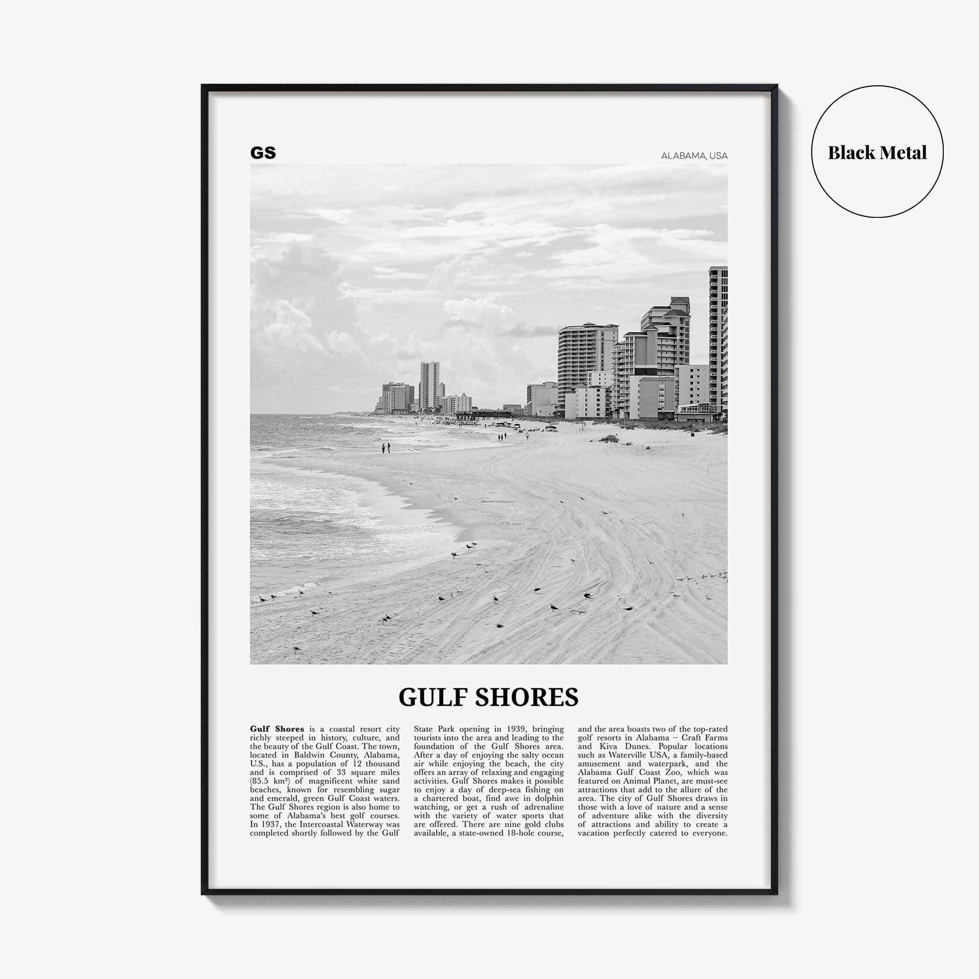 Gulf Shores Print Black and White, Gulf Shores Wall Art, Gulf Shores Poster, Gulf Shores Photo, Gulf Shores Wall Décor, Alabama, USA