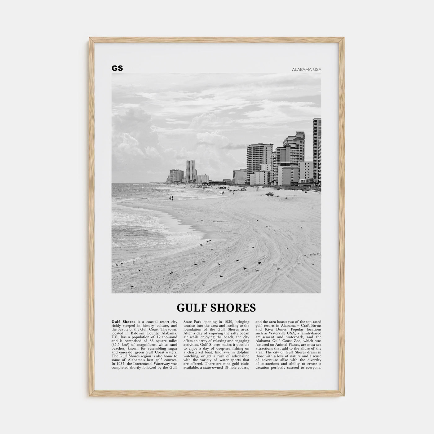 Gulf Shores Travel B&W Poster