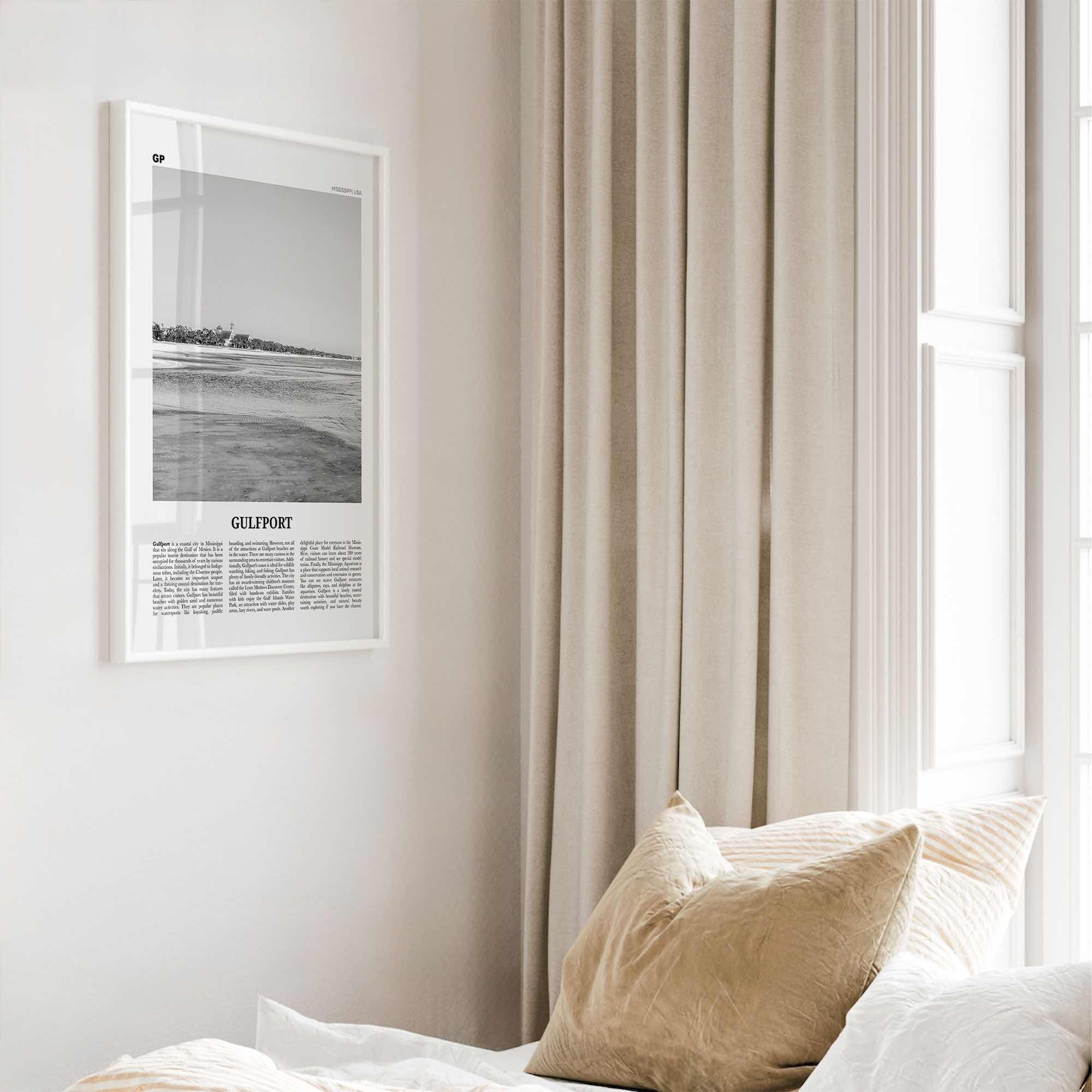 Gulfport Print Black and White, Gulfport Wall Art, Gulfport Poster, Gulfport Photo, Gulfport Wall Décor, Gulfport Map, Mississippi, USA