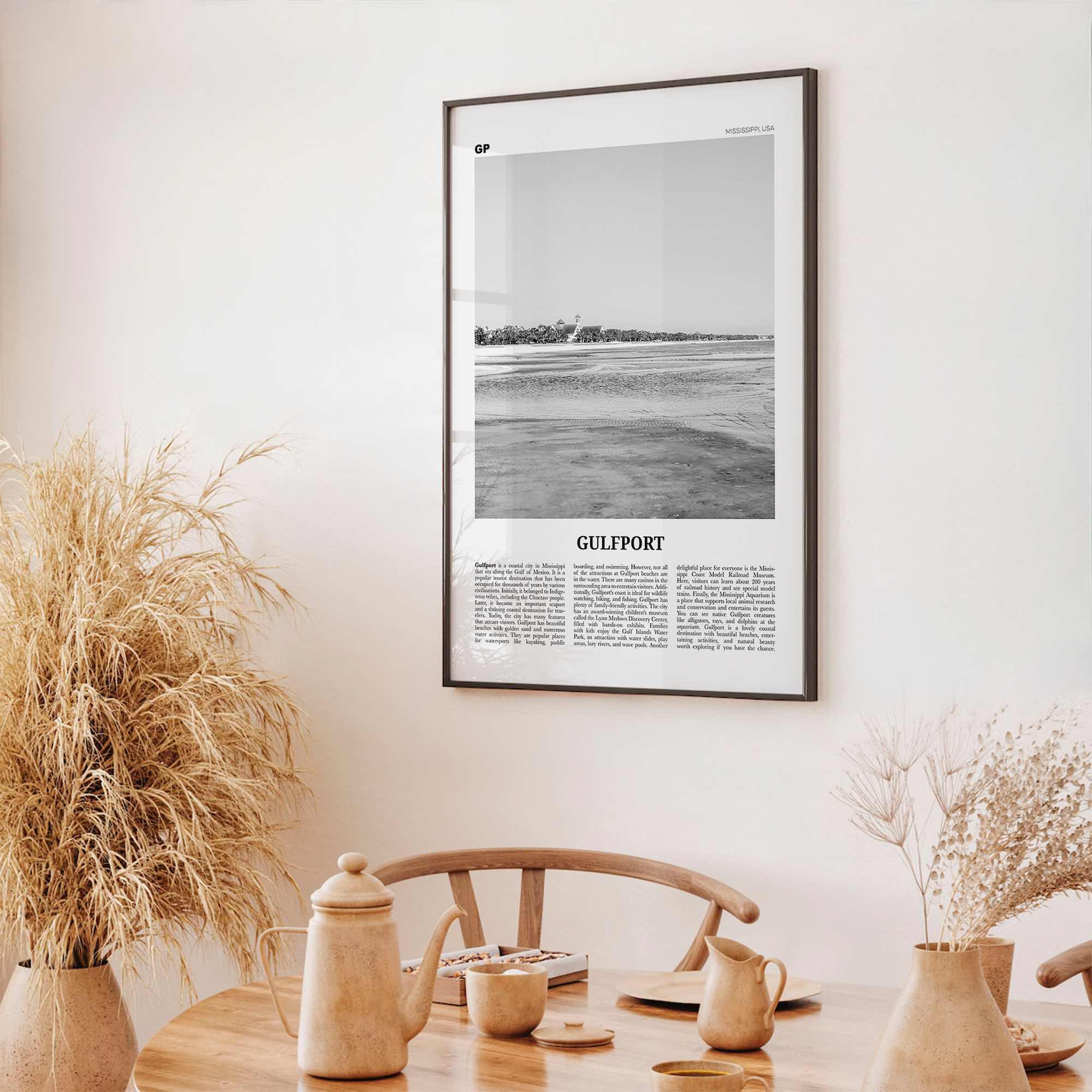 Gulfport Print Black and White, Gulfport Wall Art, Gulfport Poster, Gulfport Photo, Gulfport Wall Décor, Gulfport Map, Mississippi, USA