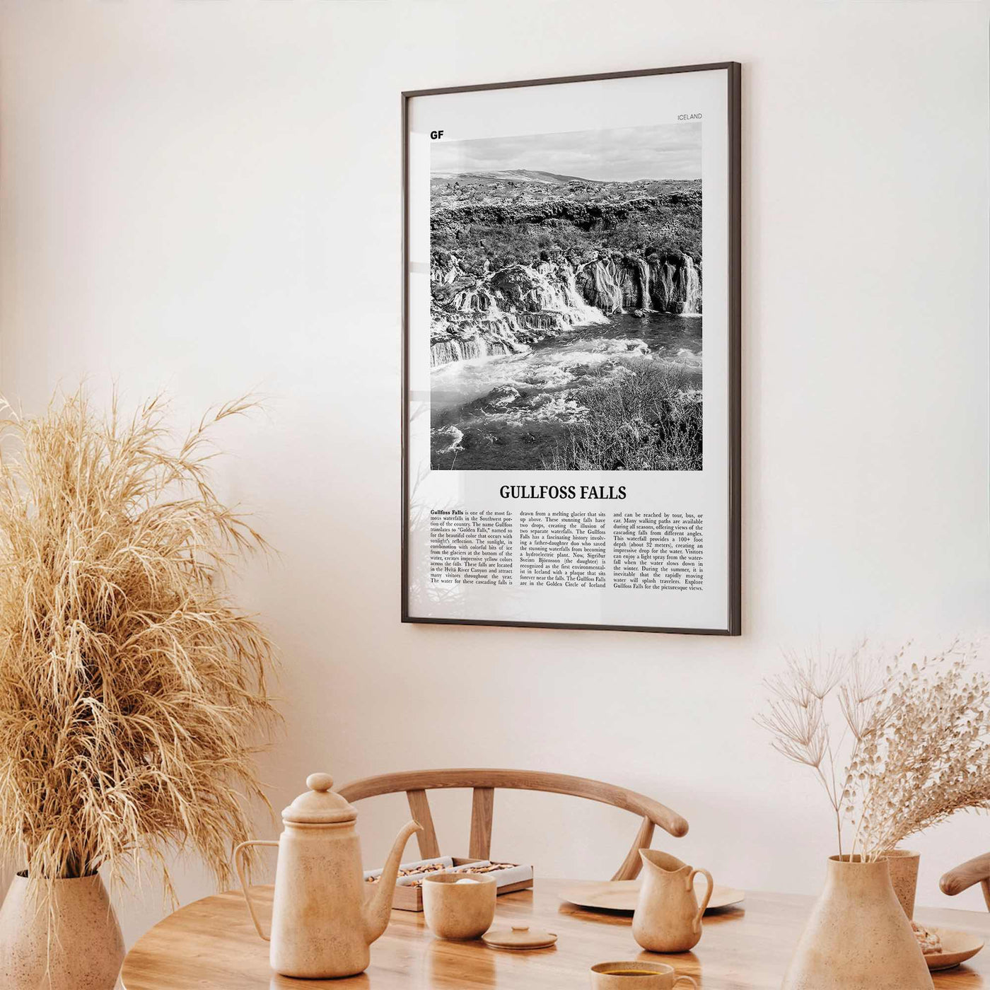 Gullfoss Falls Print Black and White, Gullfoss Falls Wall Art, Gullfoss Falls Poster, Gullfoss Falls Photo, Gullfoss Wall Décor, Iceland