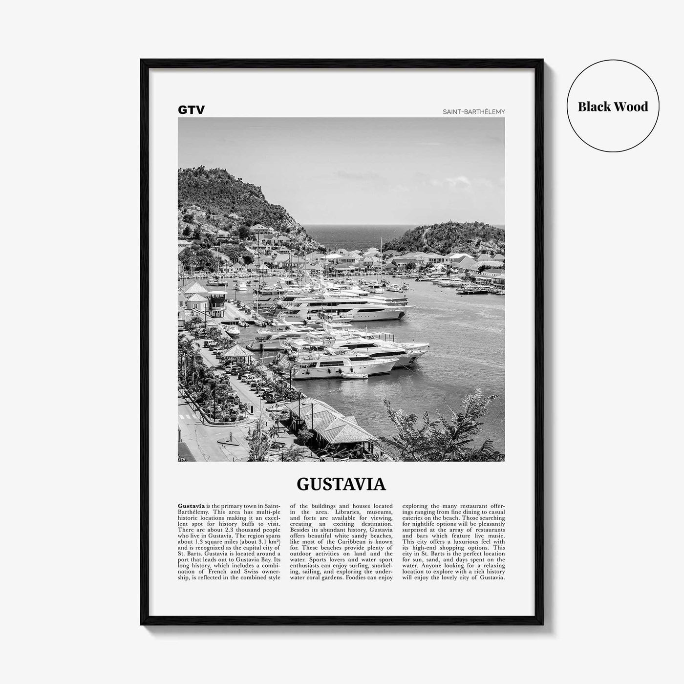 Gustavia Print Black and White, Gustavia Wall Art, Gustavia Poster, Gustavia Photo, Gustavia Wall Décor, Saint-Barthélemy