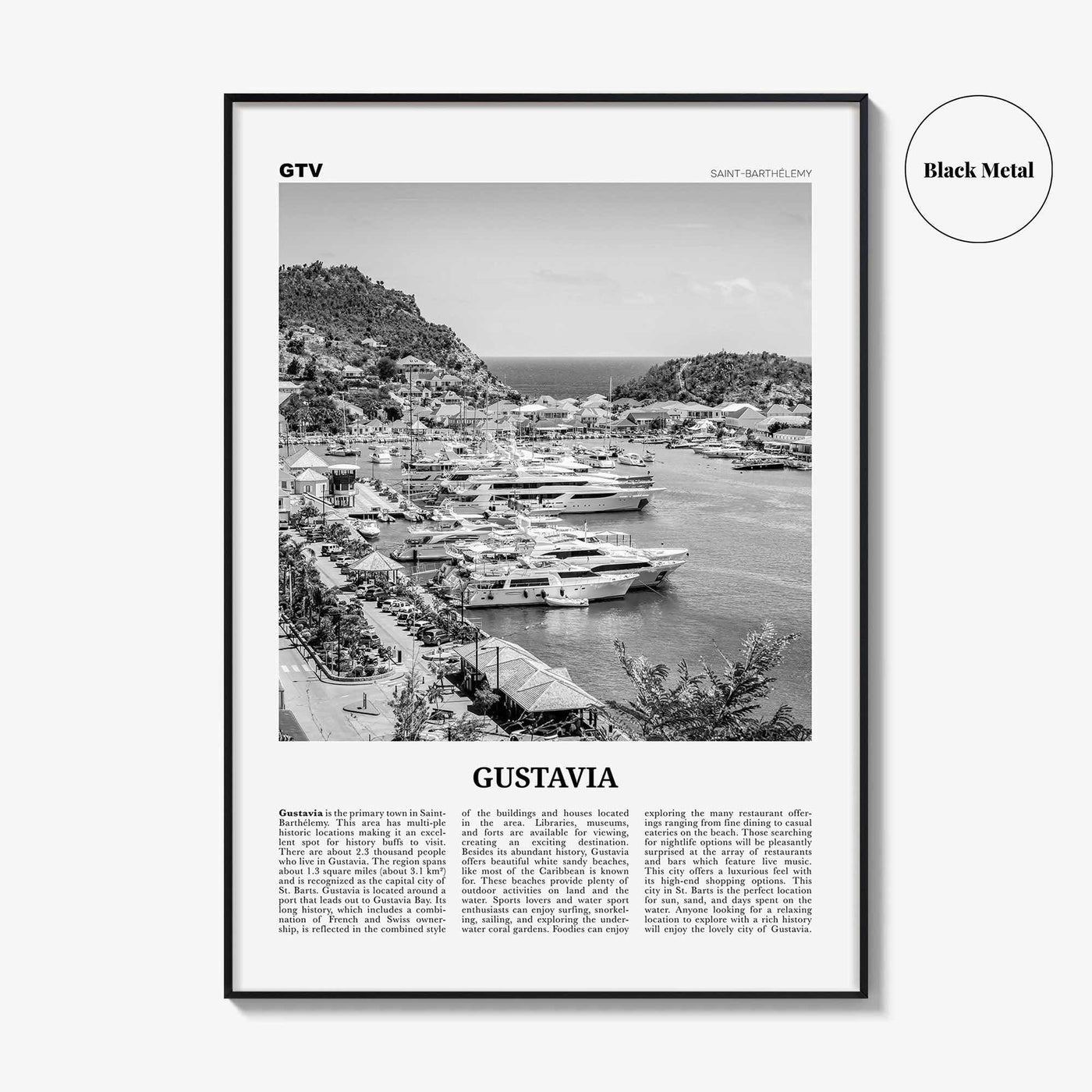 Gustavia Print Black and White, Gustavia Wall Art, Gustavia Poster, Gustavia Photo, Gustavia Wall Décor, Saint-Barthélemy