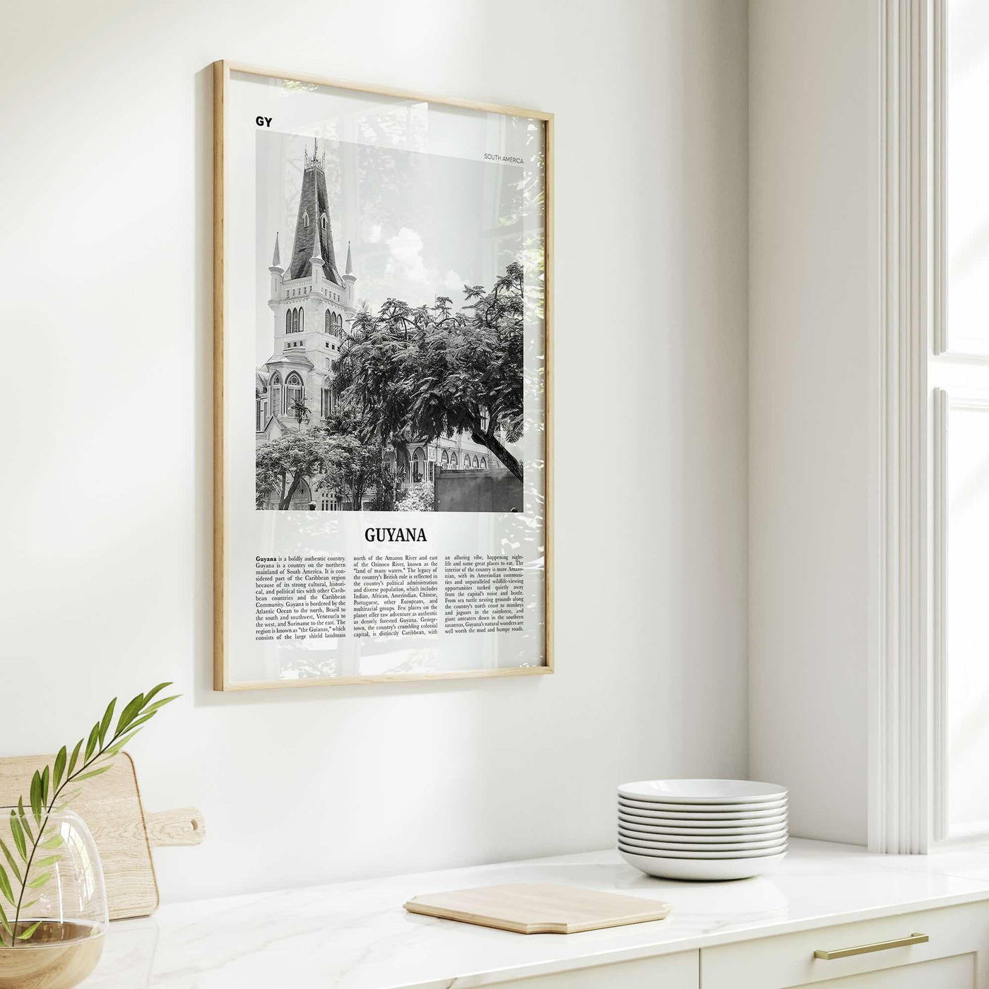 Guyana Print Black and White, Guyana Wall Art, Guyana Poster, Guyana Photo, Guyana Wall Decor, Country Art Print, Georgetown, South America