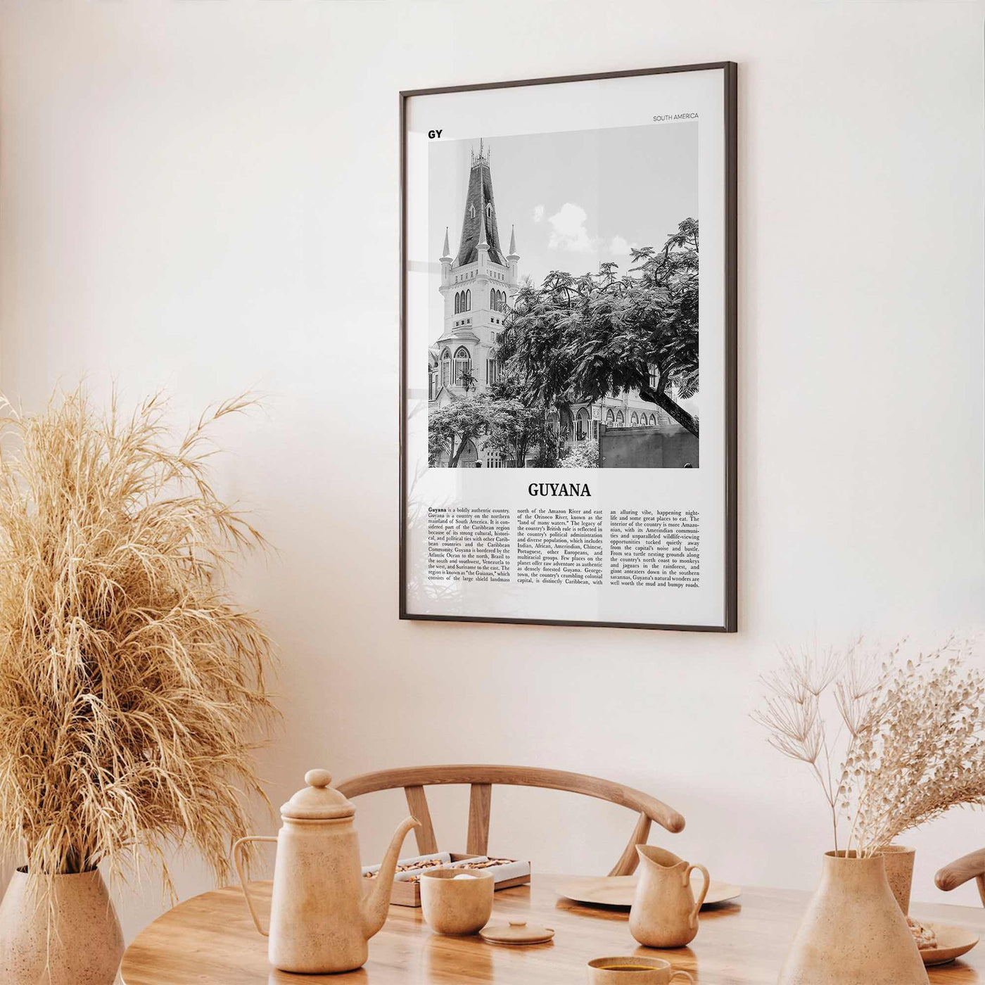 Guyana Print Black and White, Guyana Wall Art, Guyana Poster, Guyana Photo, Guyana Wall Decor, Country Art Print, Georgetown, South America