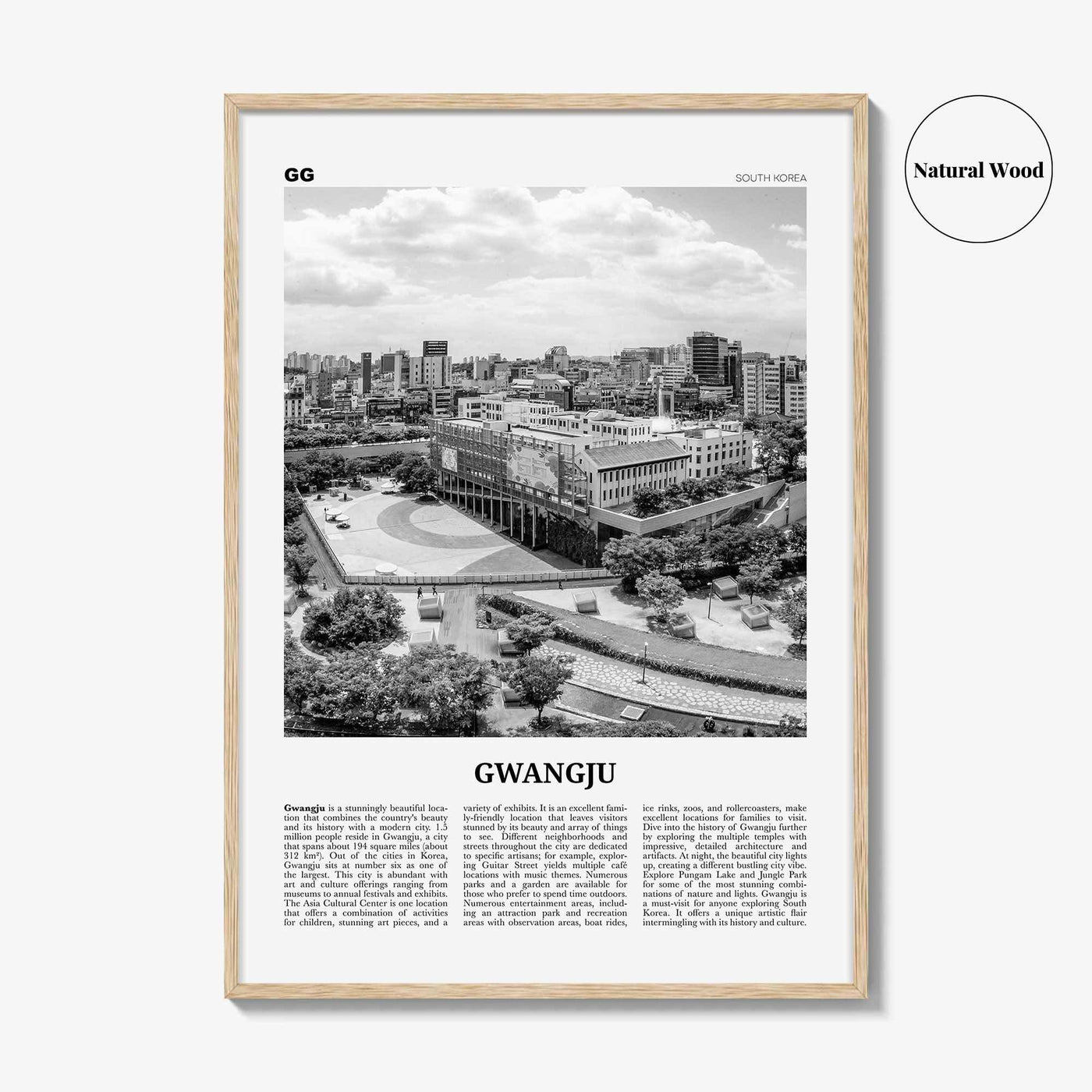 Gwangju Print Black and White, Gwangju Wall Art, Gwangju Poster, Gwangju Photo, Gwangju Wall Décor, Gwangju Map, South Korea