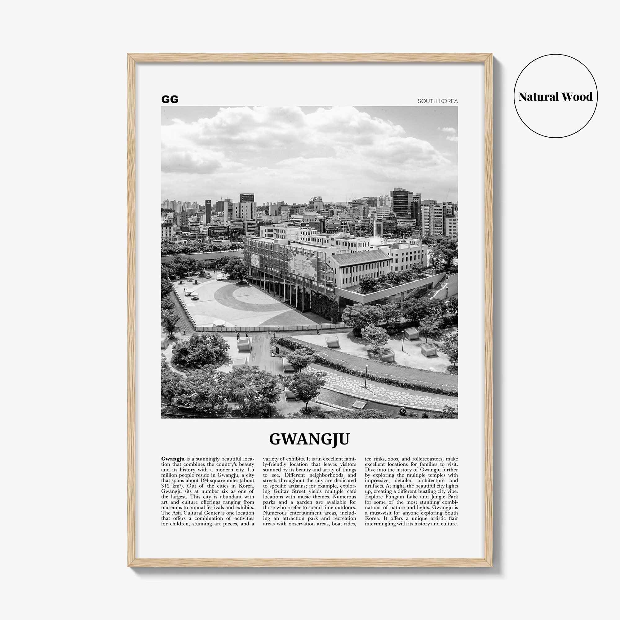 Gwangju Print Black and White, Gwangju Wall Art, Gwangju Poster, Gwangju Photo, Gwangju Wall Décor, Gwangju Map, South Korea