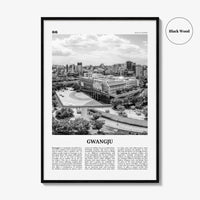 Gwangju Print Black and White, Gwangju Wall Art, Gwangju Poster, Gwangju Photo, Gwangju Wall Décor, Gwangju Map, South Korea