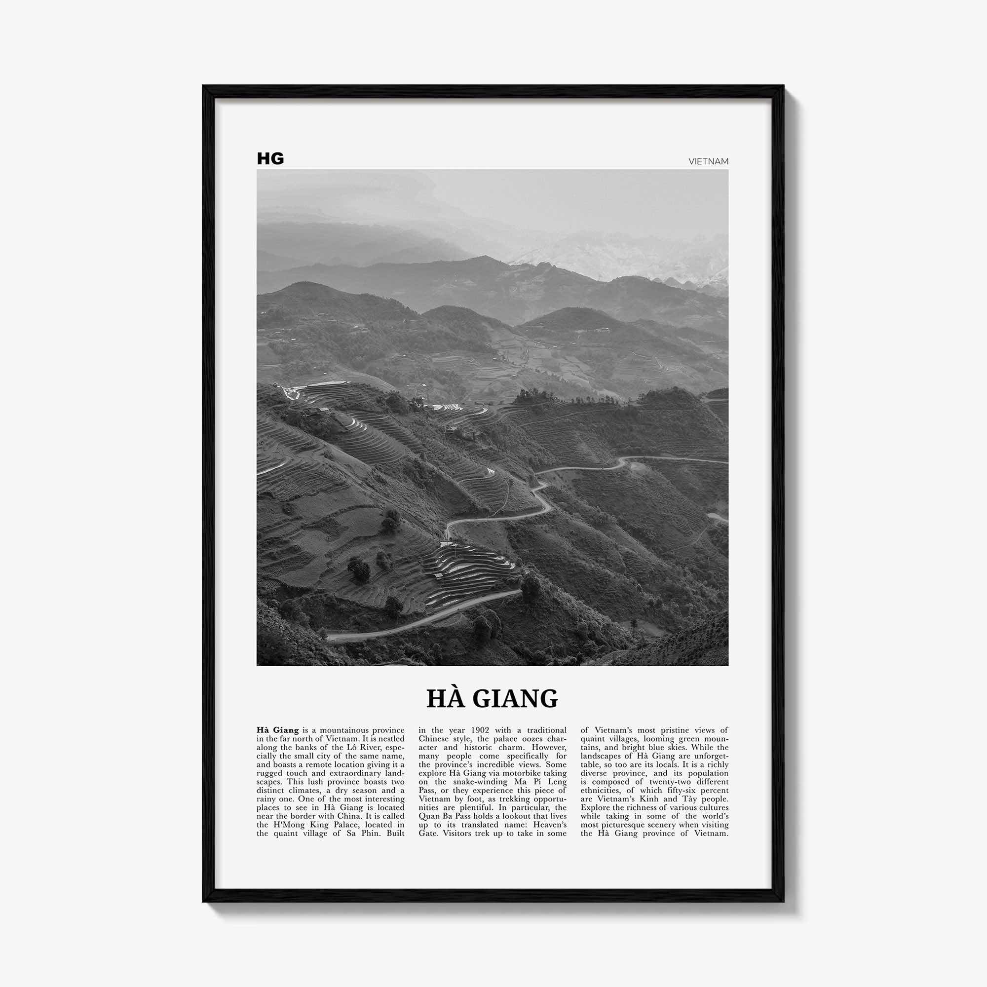 Ha Giang Print Black and White, Ha Giang Wall Art, Ha Giang Poster, Ha Giang Photo, Ha Giang Wall Décor, Ha Giang Map, Vietnam