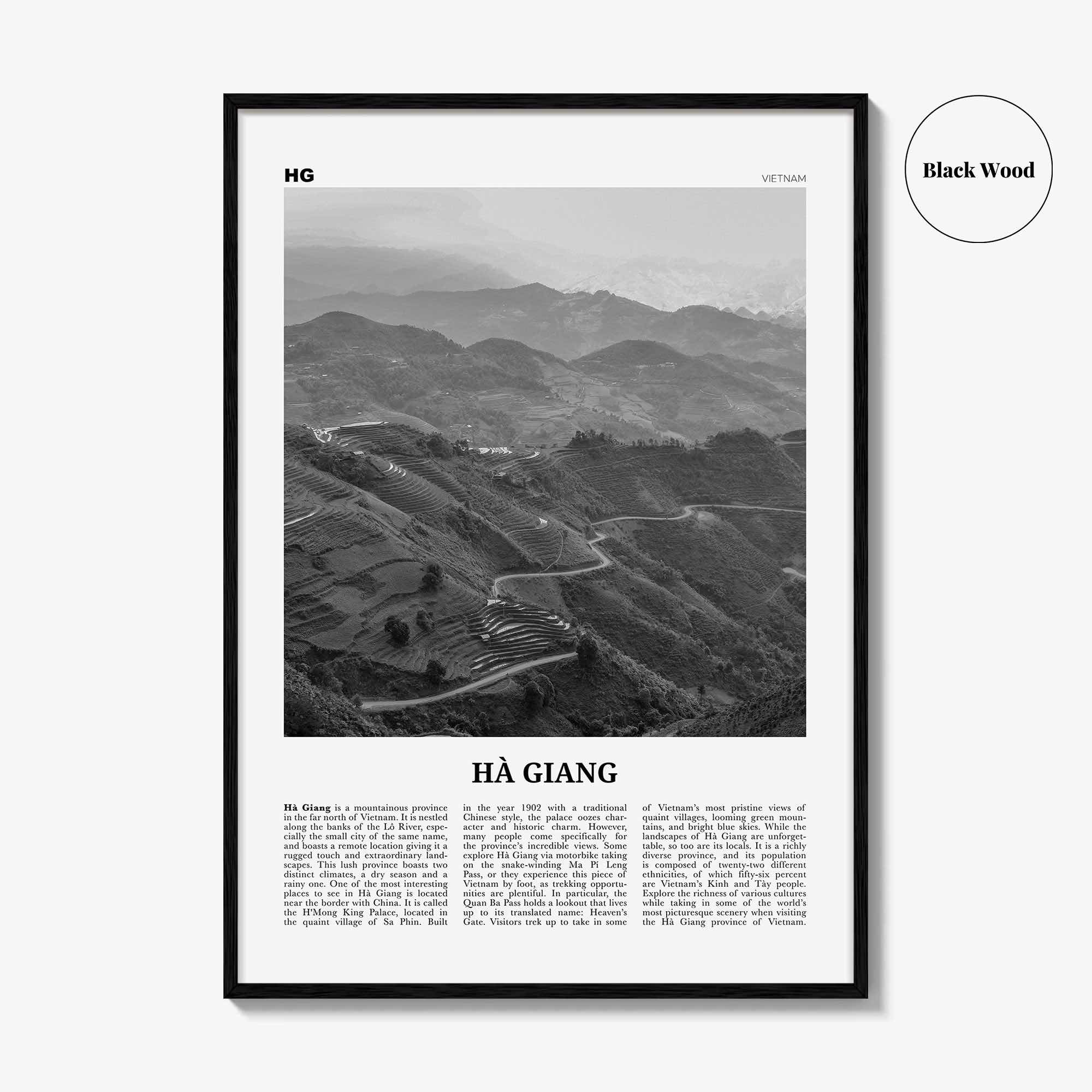 Ha Giang Print Black and White, Ha Giang Wall Art, Ha Giang Poster, Ha Giang Photo, Ha Giang Wall Décor, Ha Giang Map, Vietnam
