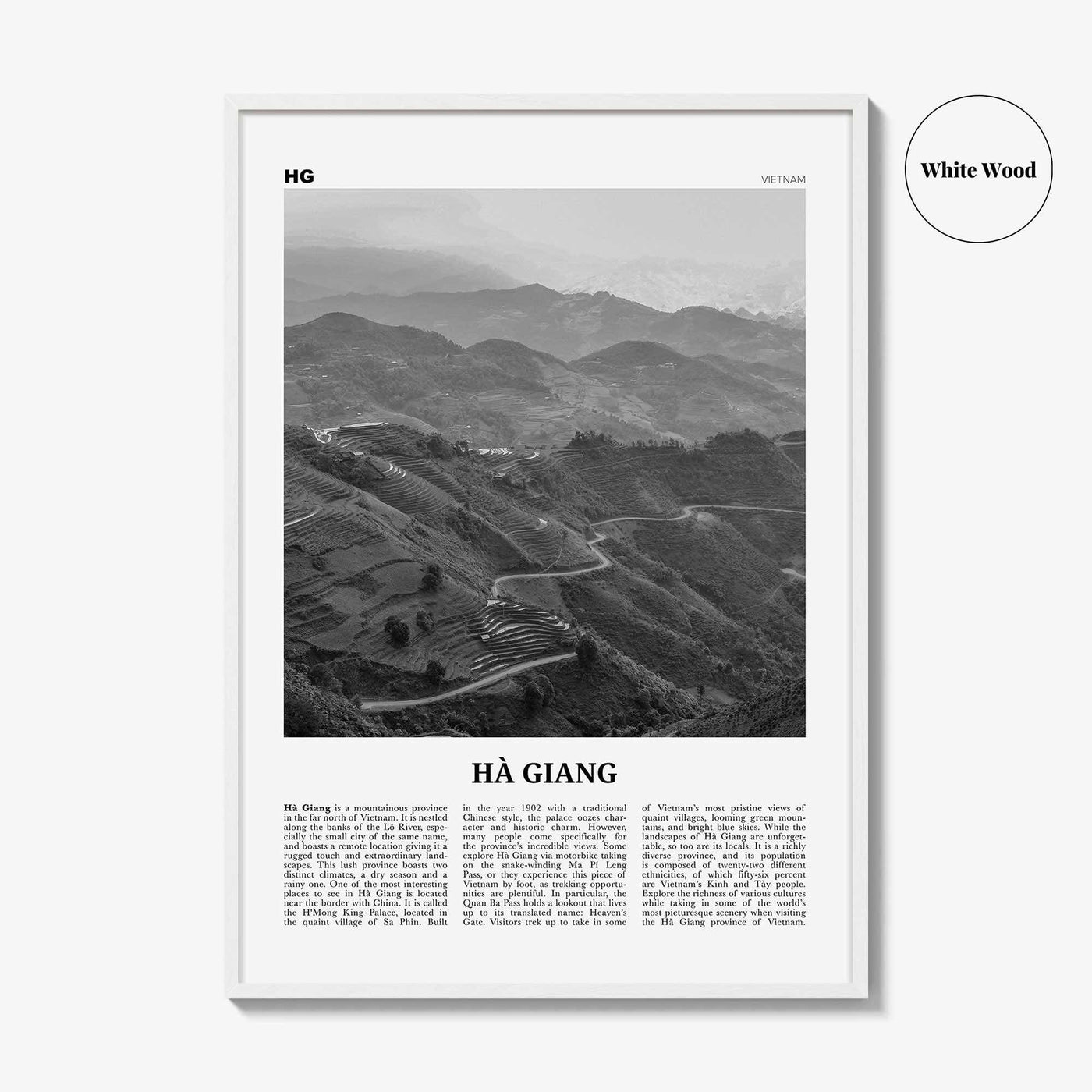 Ha Giang Print Black and White, Ha Giang Wall Art, Ha Giang Poster, Ha Giang Photo, Ha Giang Wall Décor, Ha Giang Map, Vietnam