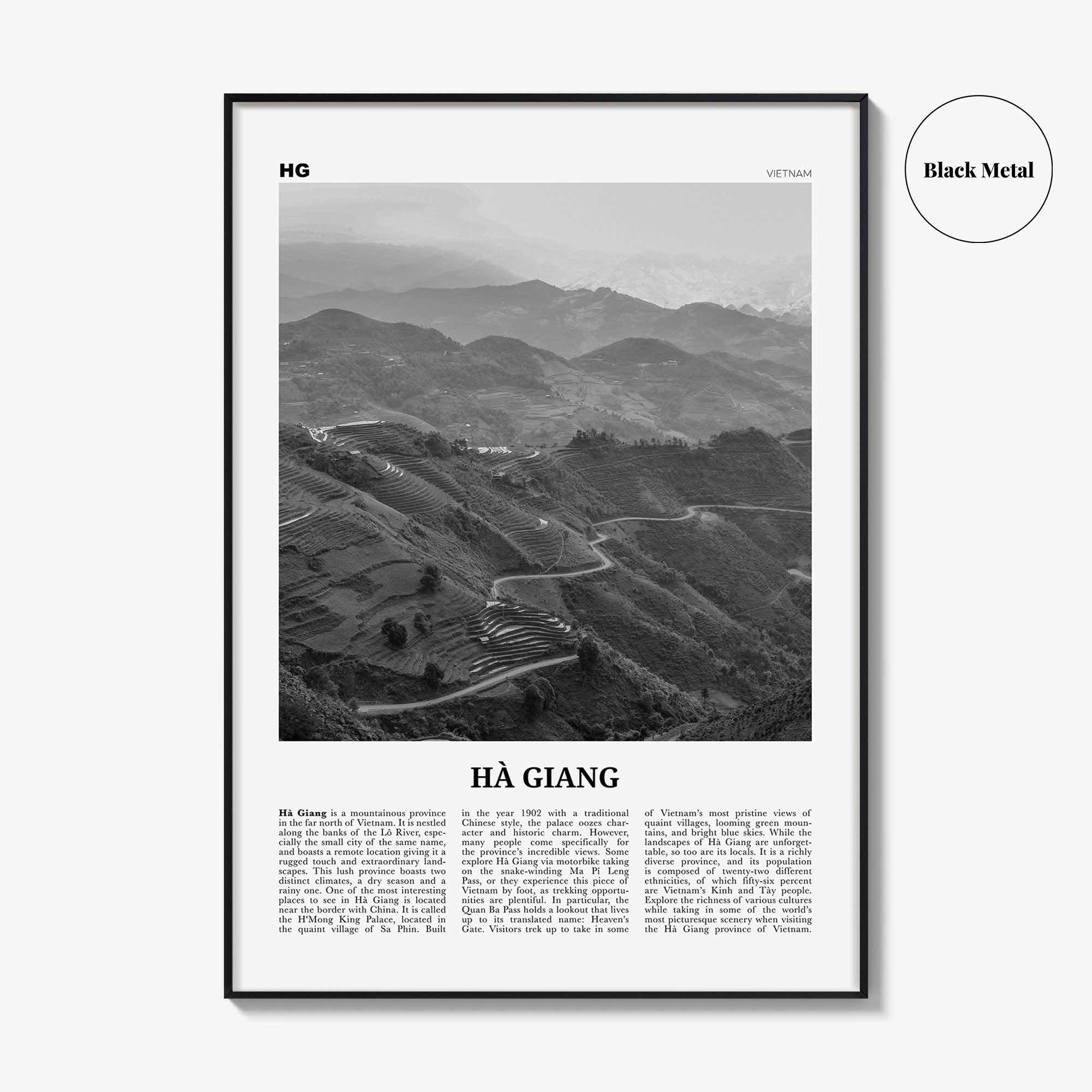 Ha Giang Print Black and White, Ha Giang Wall Art, Ha Giang Poster, Ha Giang Photo, Ha Giang Wall Décor, Ha Giang Map, Vietnam