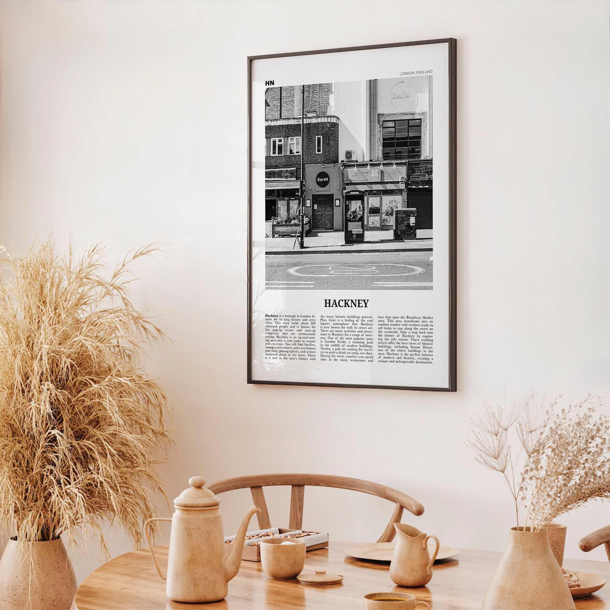 Hackney Print Black and White, Hackney Wall Art, Hackney Poster, Hackney Photo, Hackney Wall Décor, Hackney Map, London, England