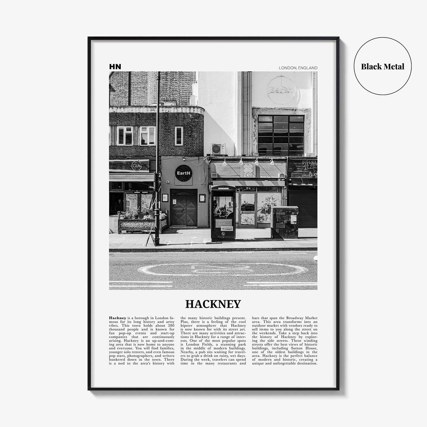 Hackney Print Black and White, Hackney Wall Art, Hackney Poster, Hackney Photo, Hackney Wall Décor, Hackney Map, London, England