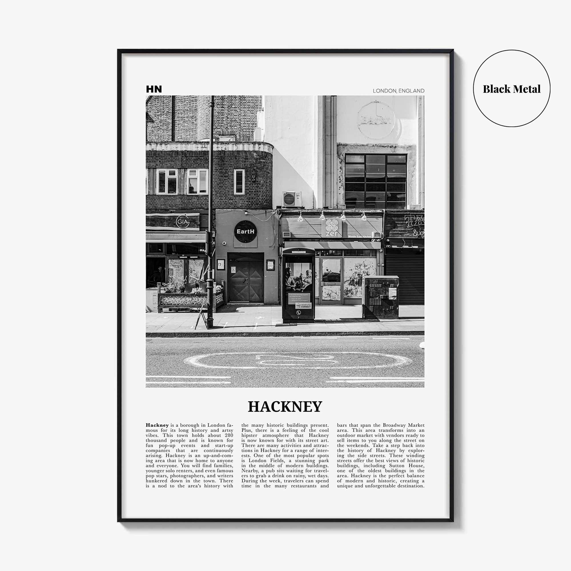 Hackney Print Black and White, Hackney Wall Art, Hackney Poster, Hackney Photo, Hackney Wall Décor, Hackney Map, London, England