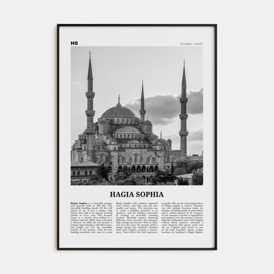 Hagia Sophia Travel B&W Poster
