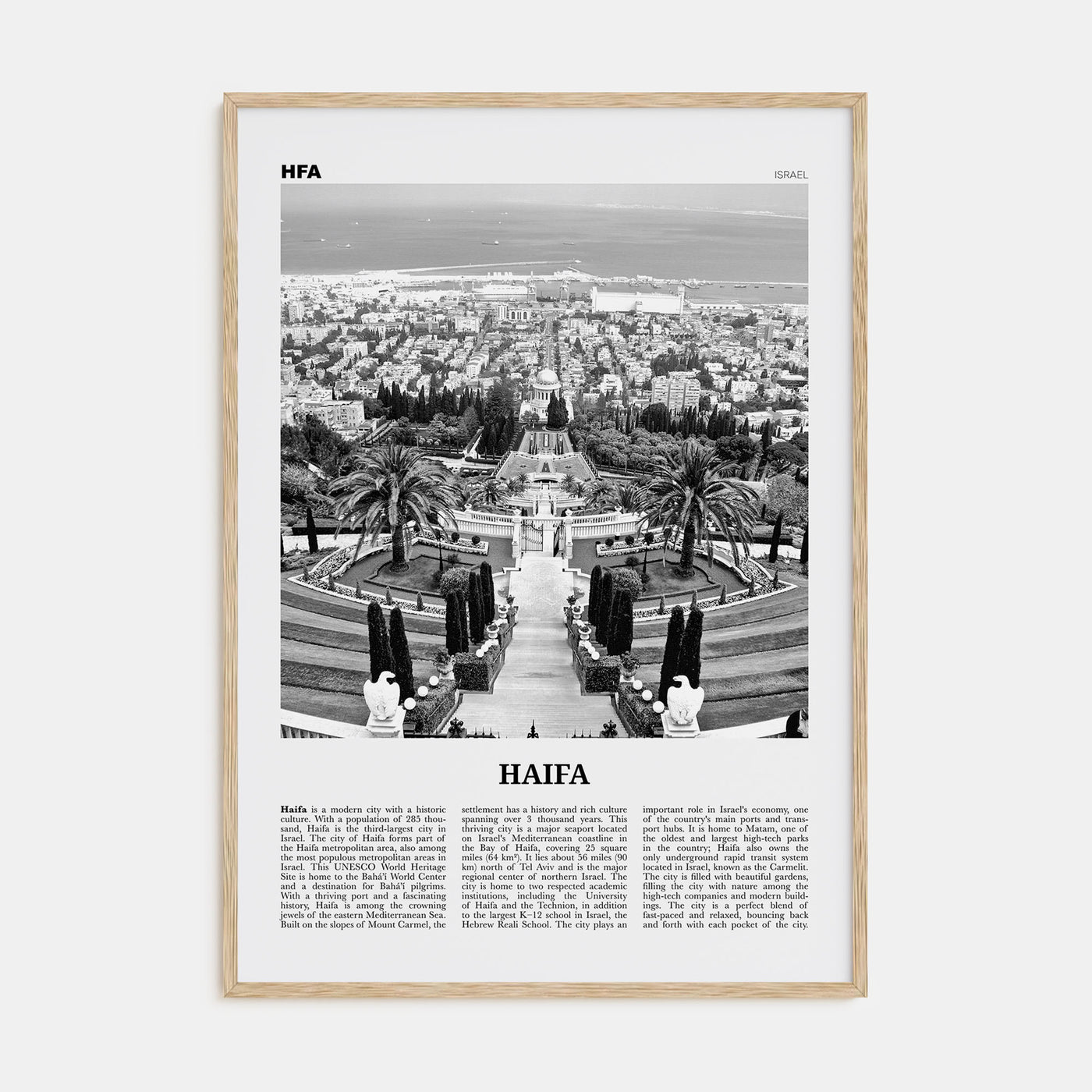Haifa Travel B&W Poster