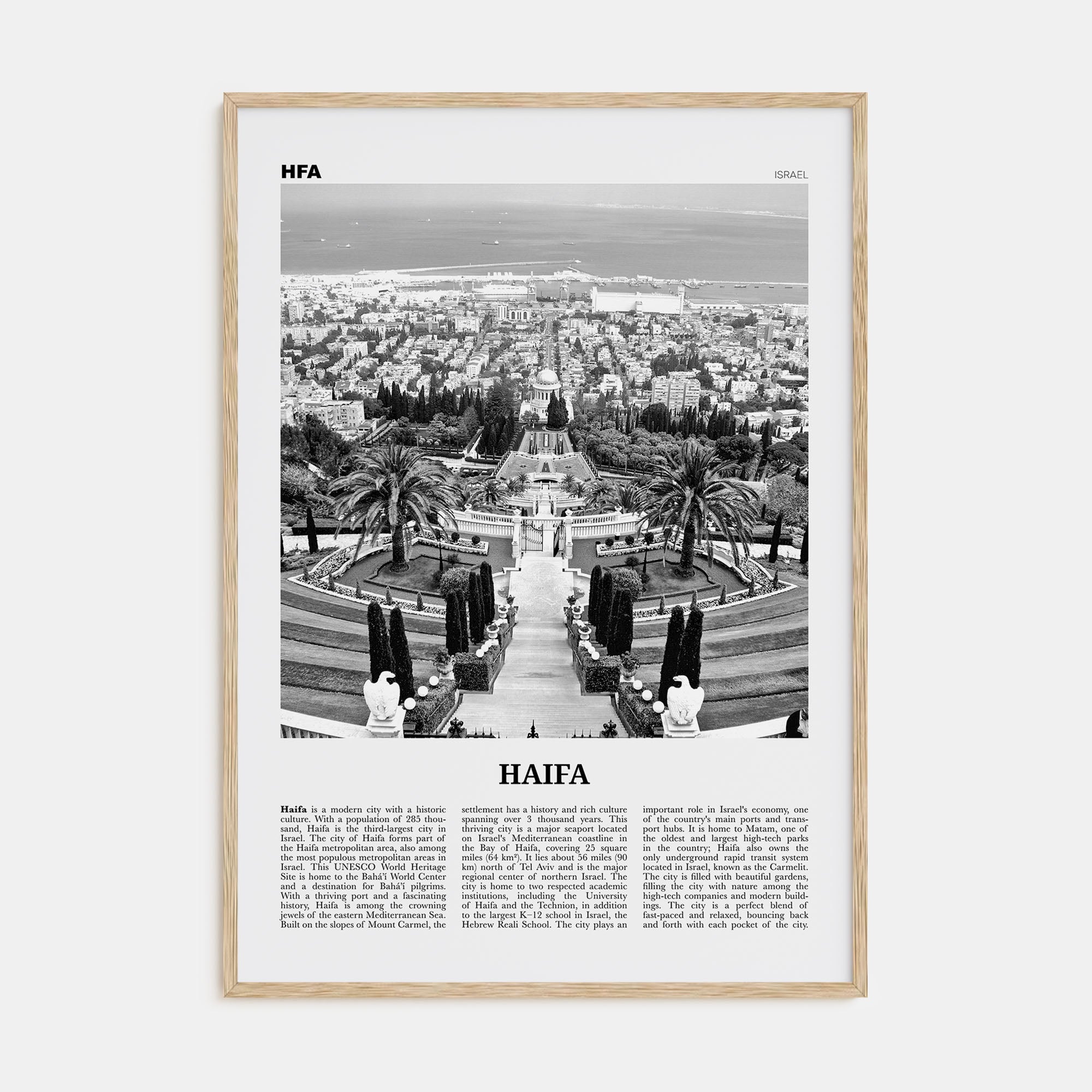 Haifa Travel B&W Poster