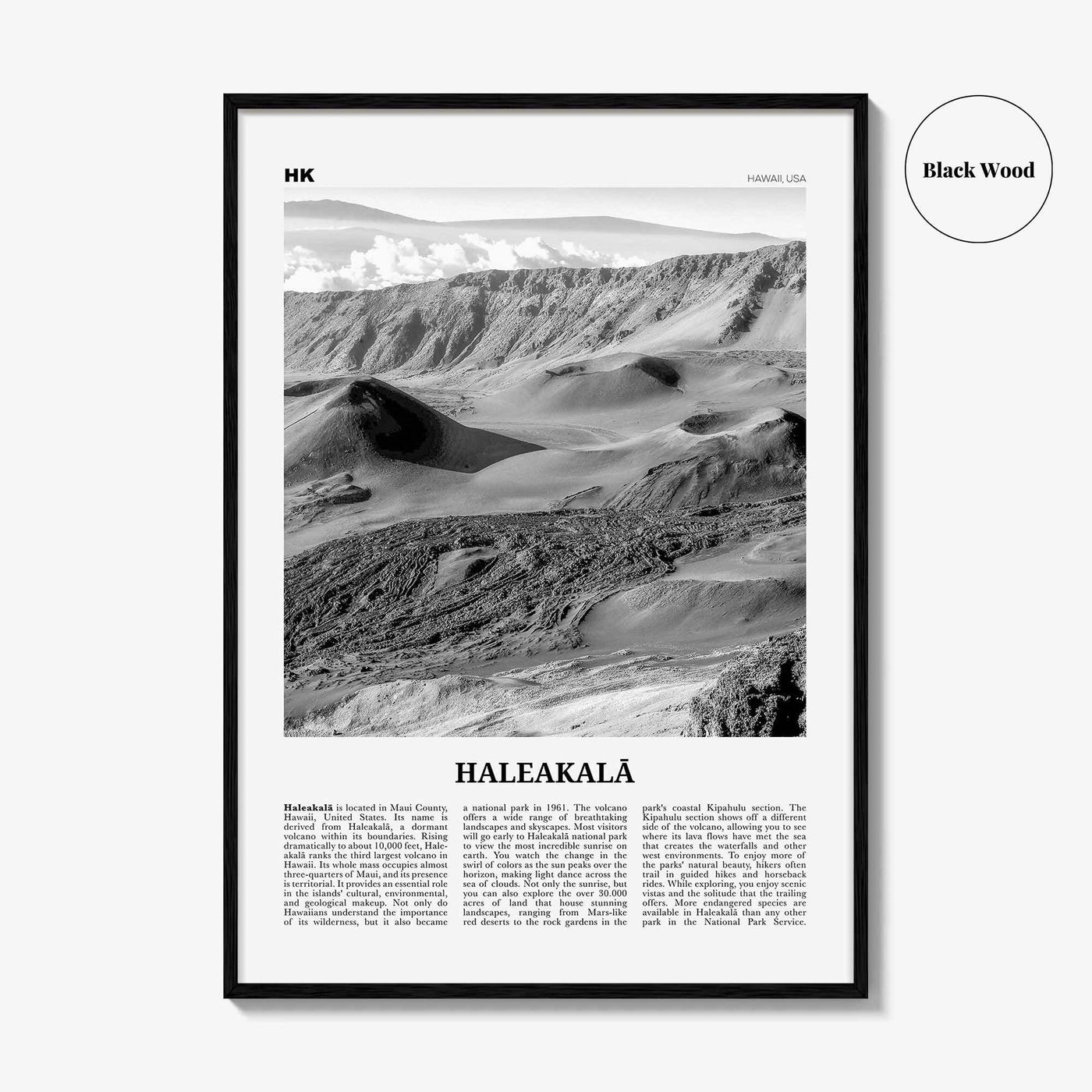 Haleakala Print Black and White, Haleakalā Wall Art, Haleakalā Poster, Haleakalā Photo, Hawaii, USA, United States, North America