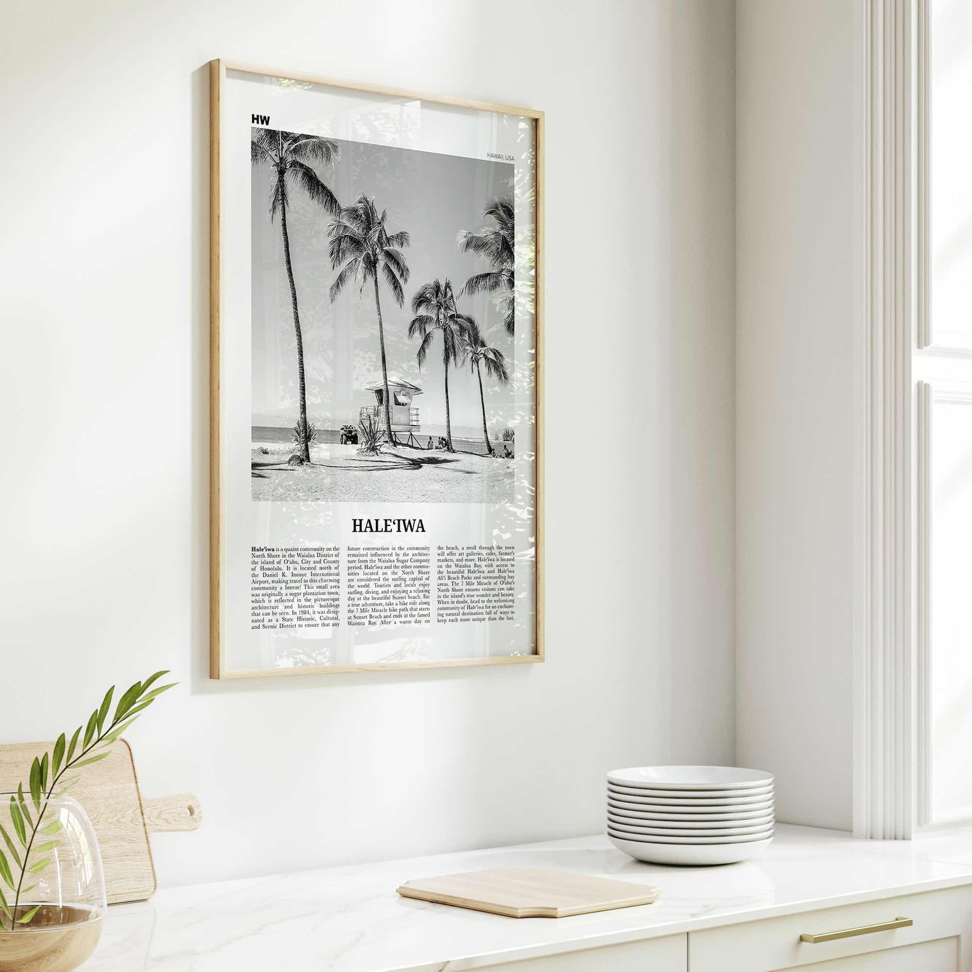 Haleiwa Print Black and White No 1, Haleiwa Wall Art, Haleiwa Poster, Haleiwa Photo, Haleiwa Wall Décor, Hawaii, USA, United States