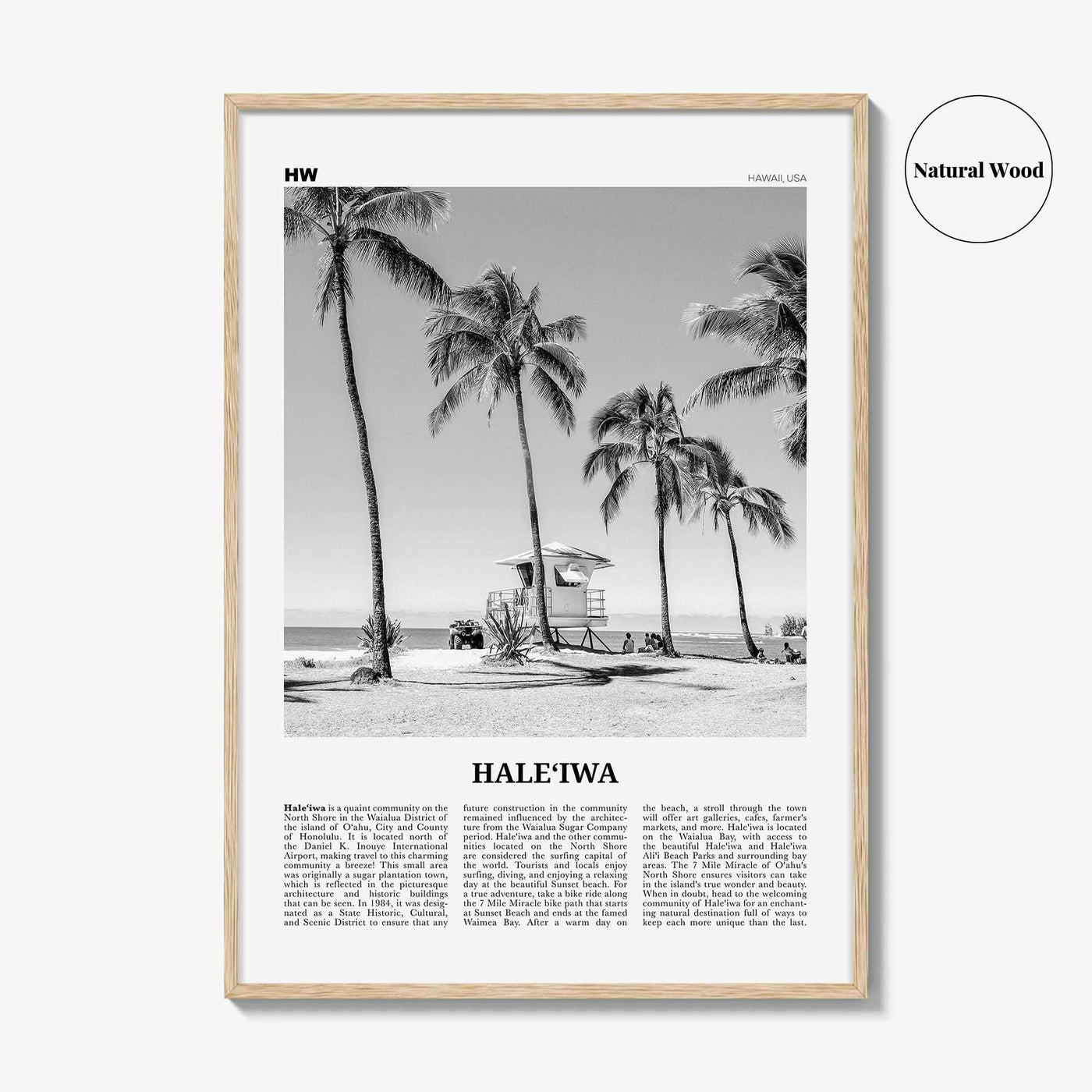 Haleiwa Print Black and White No 1, Haleiwa Wall Art, Haleiwa Poster, Haleiwa Photo, Haleiwa Wall Décor, Hawaii, USA, United States